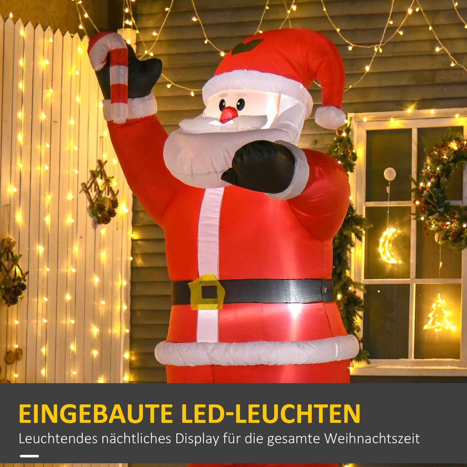 Uppblåsbar jultomte med LED-ljus, 240cm, utomhus