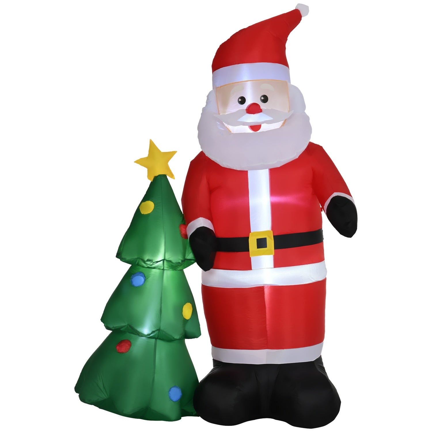 Uppblåsbar jultomte med träd & LED-ljus, 210 cm vattentät