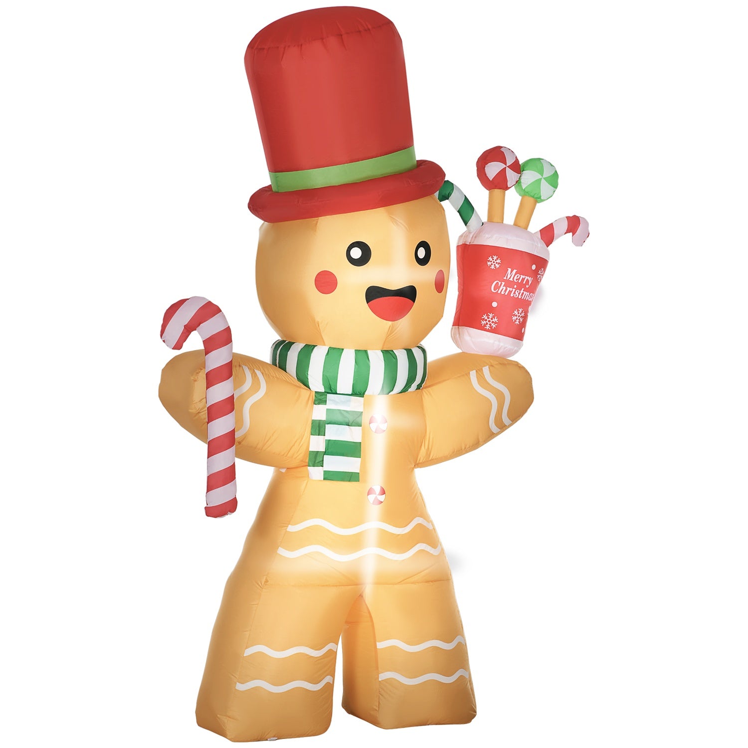 Uppblåsbar pepparkaksgubbe med LED-lampor, 235cm