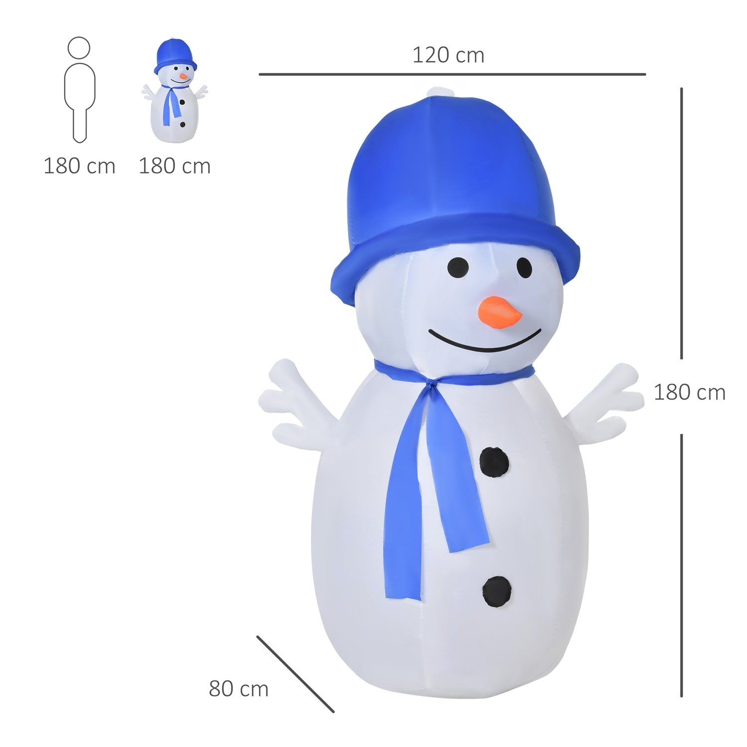 Uppblåsbar snögubbe, 6 fot, LED-lampor, julgräsdekor