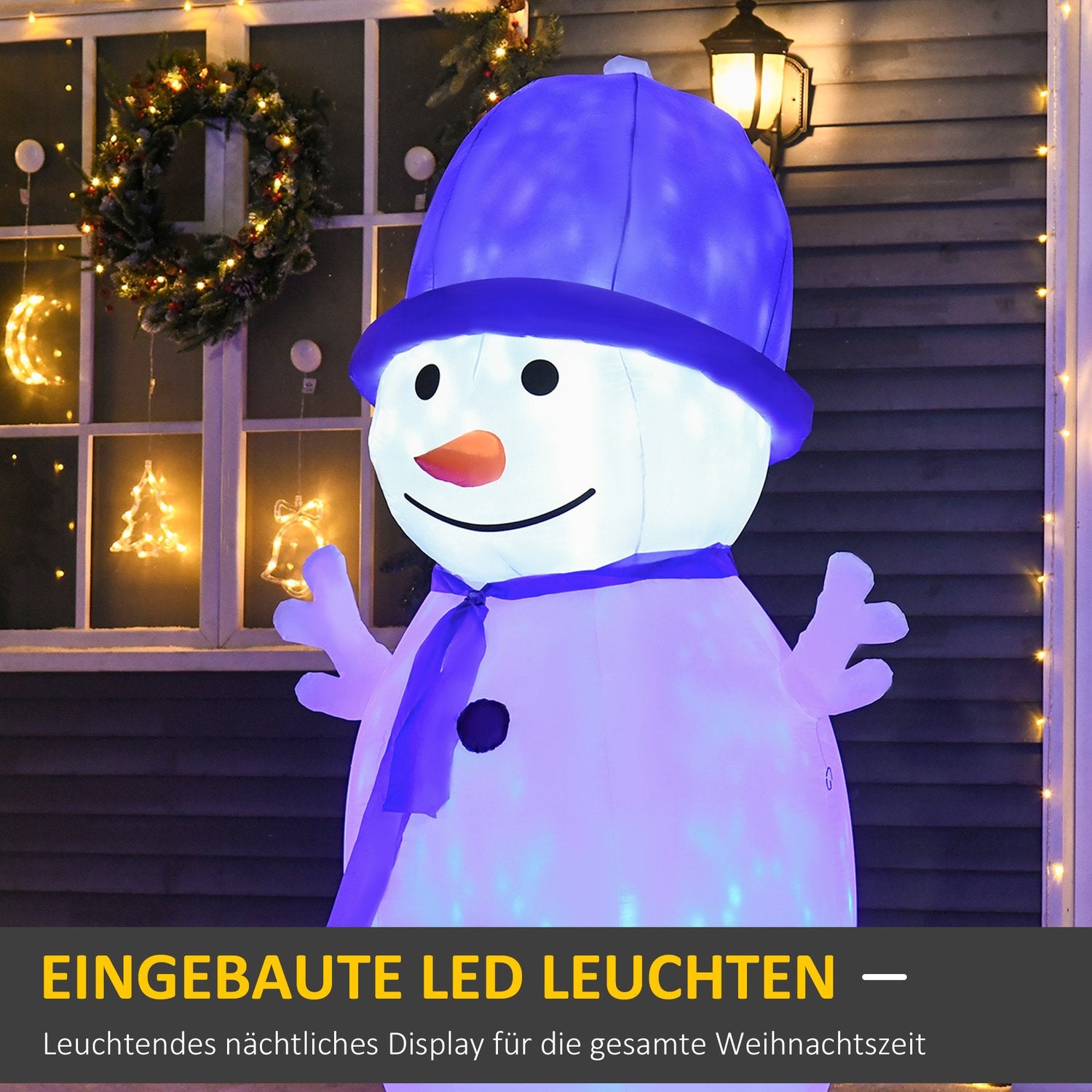 Uppblåsbar snögubbe, 6 fot, LED-lampor, julgräsdekor