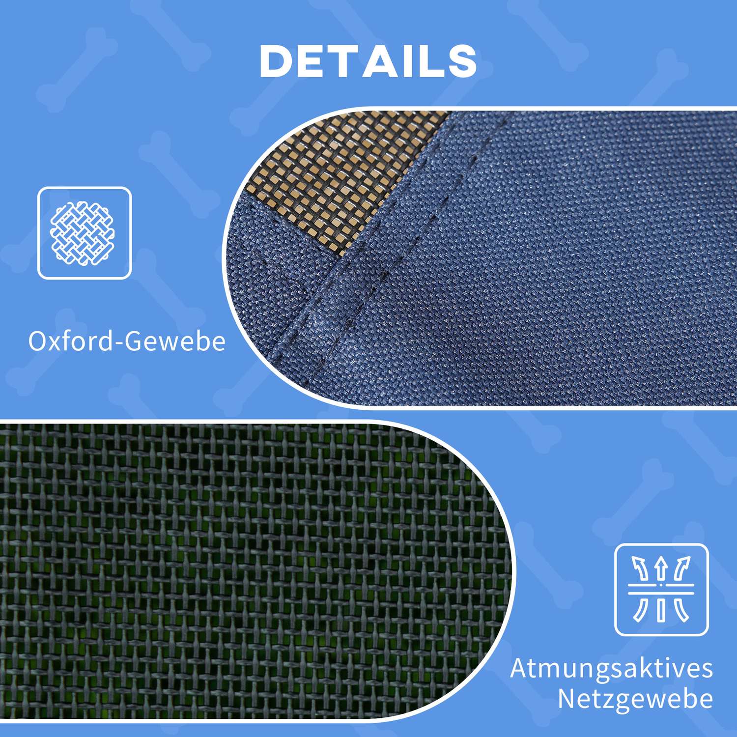 Upphöjd hundsäng utomhus med UV-tak, Medium, Mörkblå