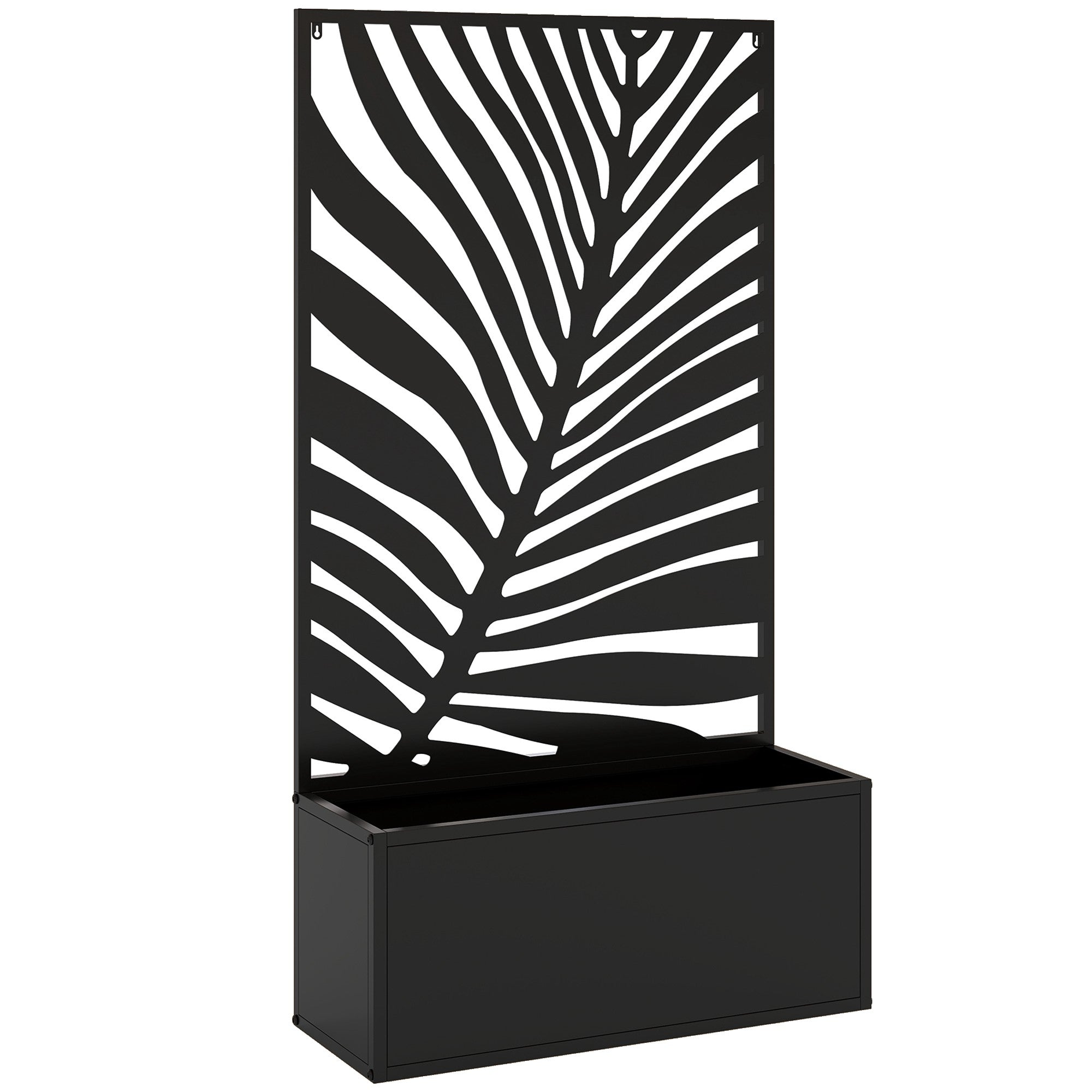 Upphöjd planteringslåda med spaljé, metall, 61 x 23 x 113 cm