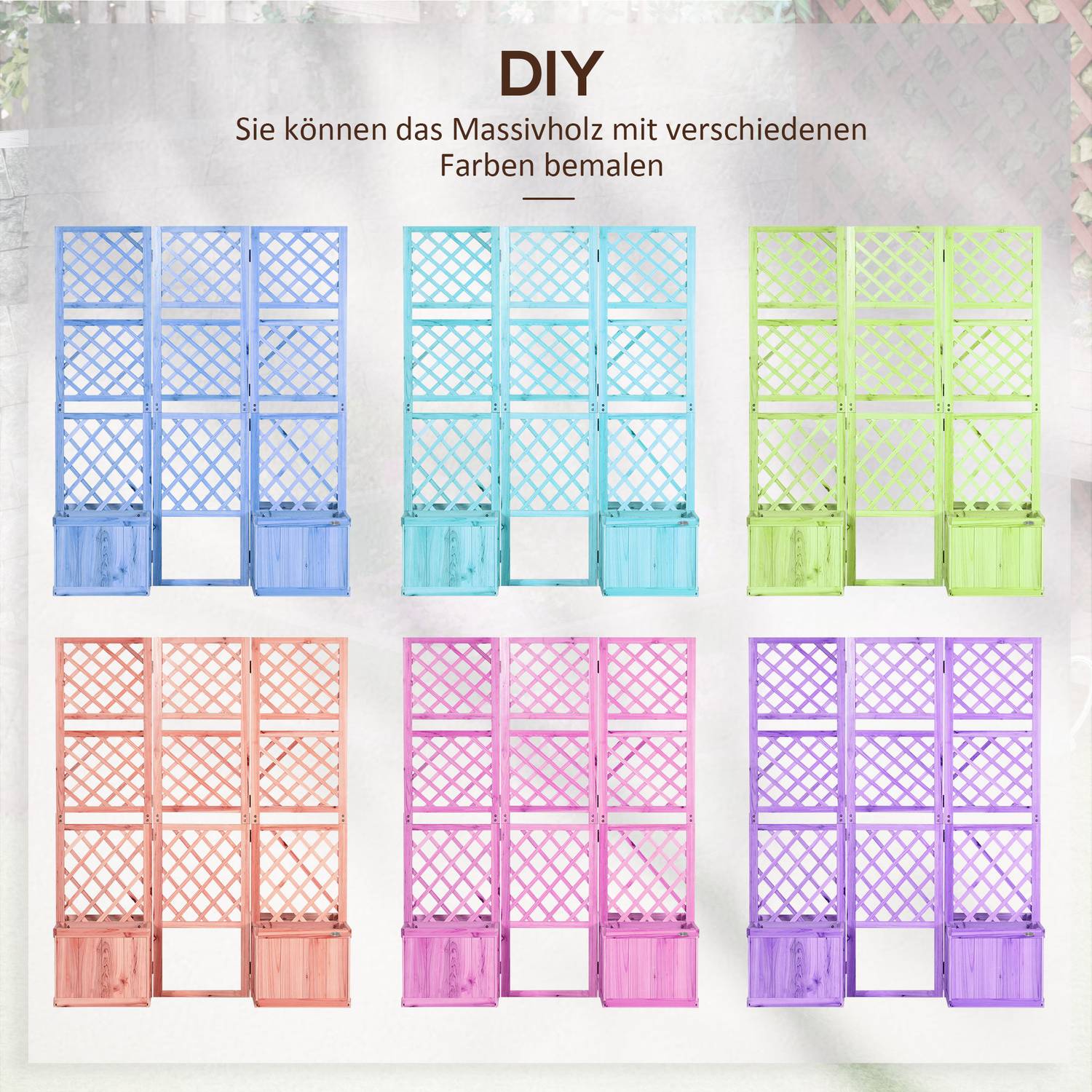 Upphöjd sängavdelare med spaljé & sekretessskärm, 133x165 Cm