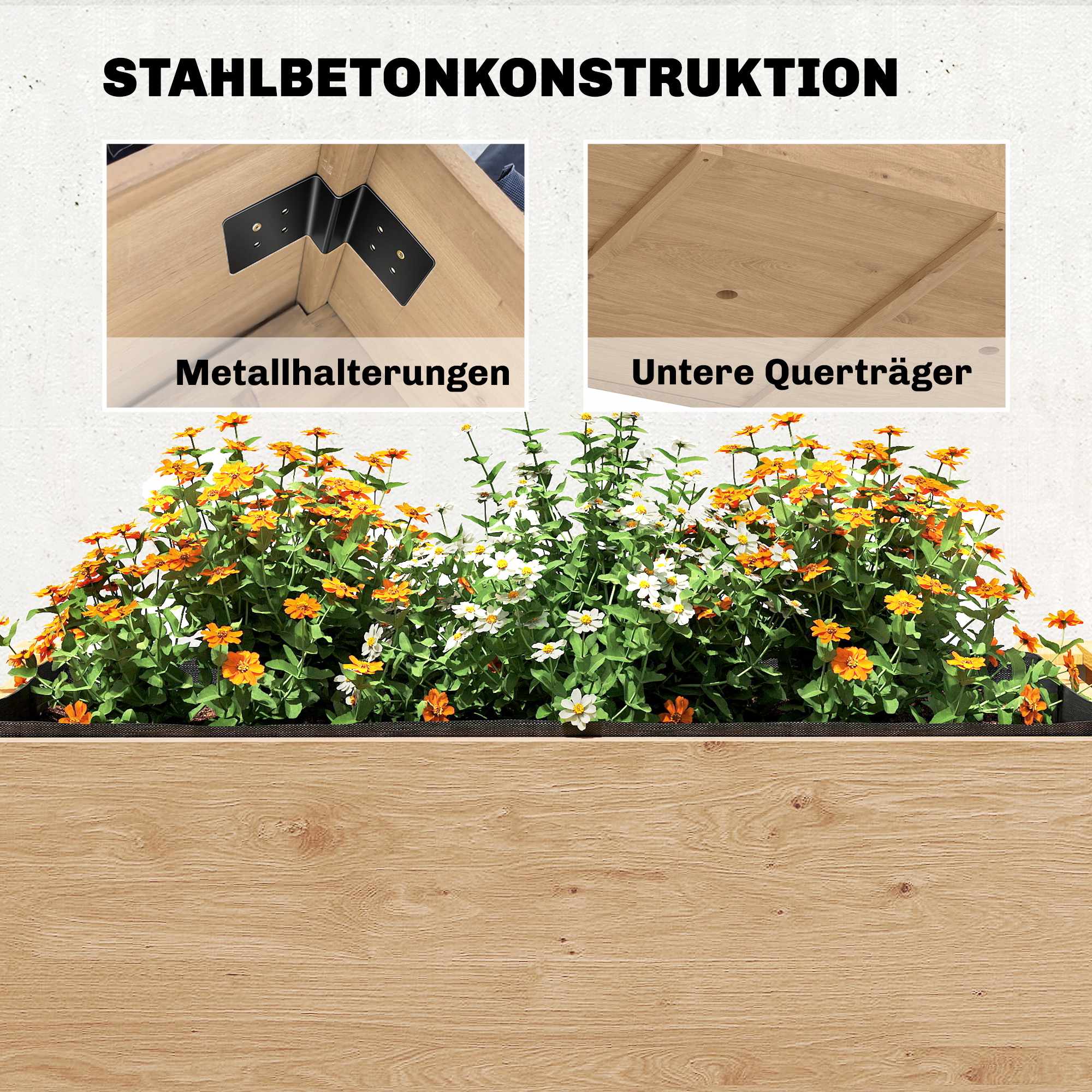 Upphöjd trädgårdsbädd med hyllor, 76,5 cm, granträ