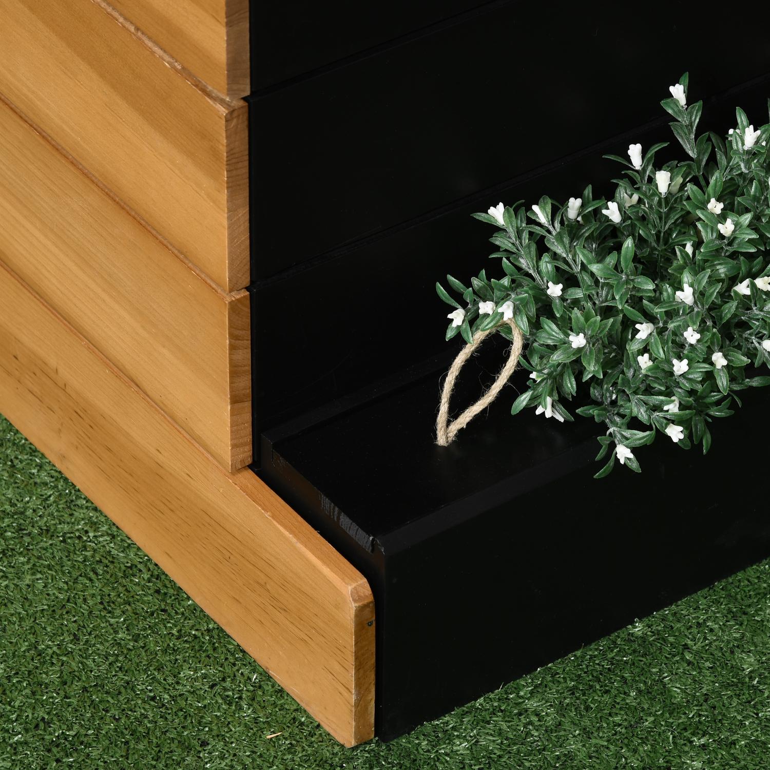 Upphöjd trädgårdssäng med självbevattningslådor, trä, brun