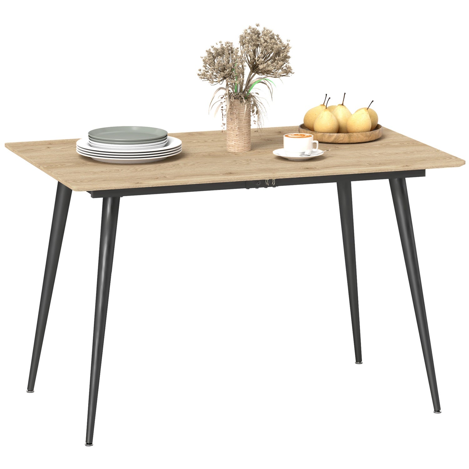 Utdragbart matbord, säten 6-8, stålben, naturlig finish
