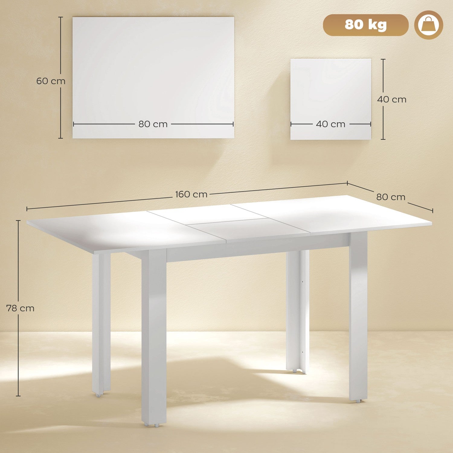 Utdragbart matbord, Högglans, Säten 4-6, MDF
