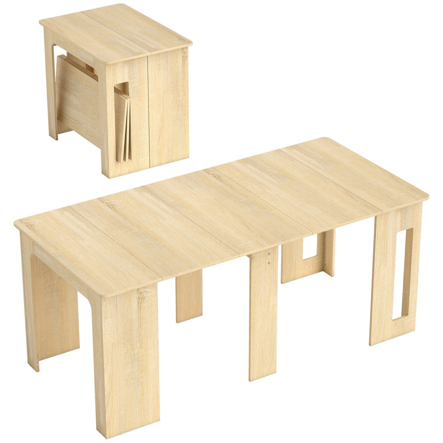 Utdragbart matbord, spånskiva, 60-180 x 85 x 75 cm, naturfärgad