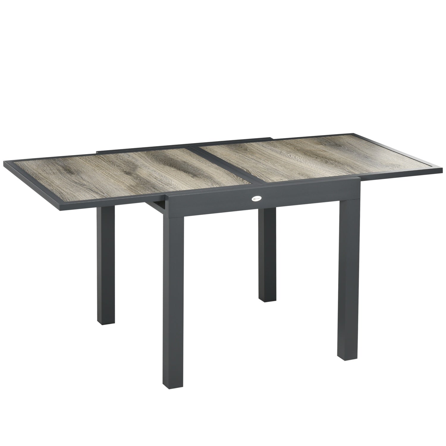 Utdragbart uteplatsmatbord i aluminium – trälook, beige/grå