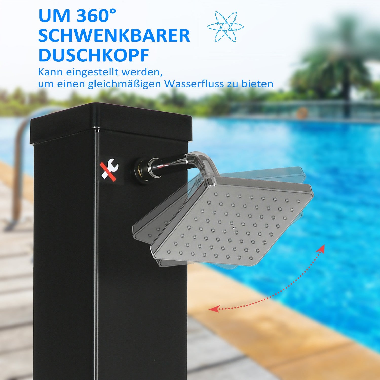 Utomhus 40L soldusch, fot- och regnhuvud, 60°C vatten
