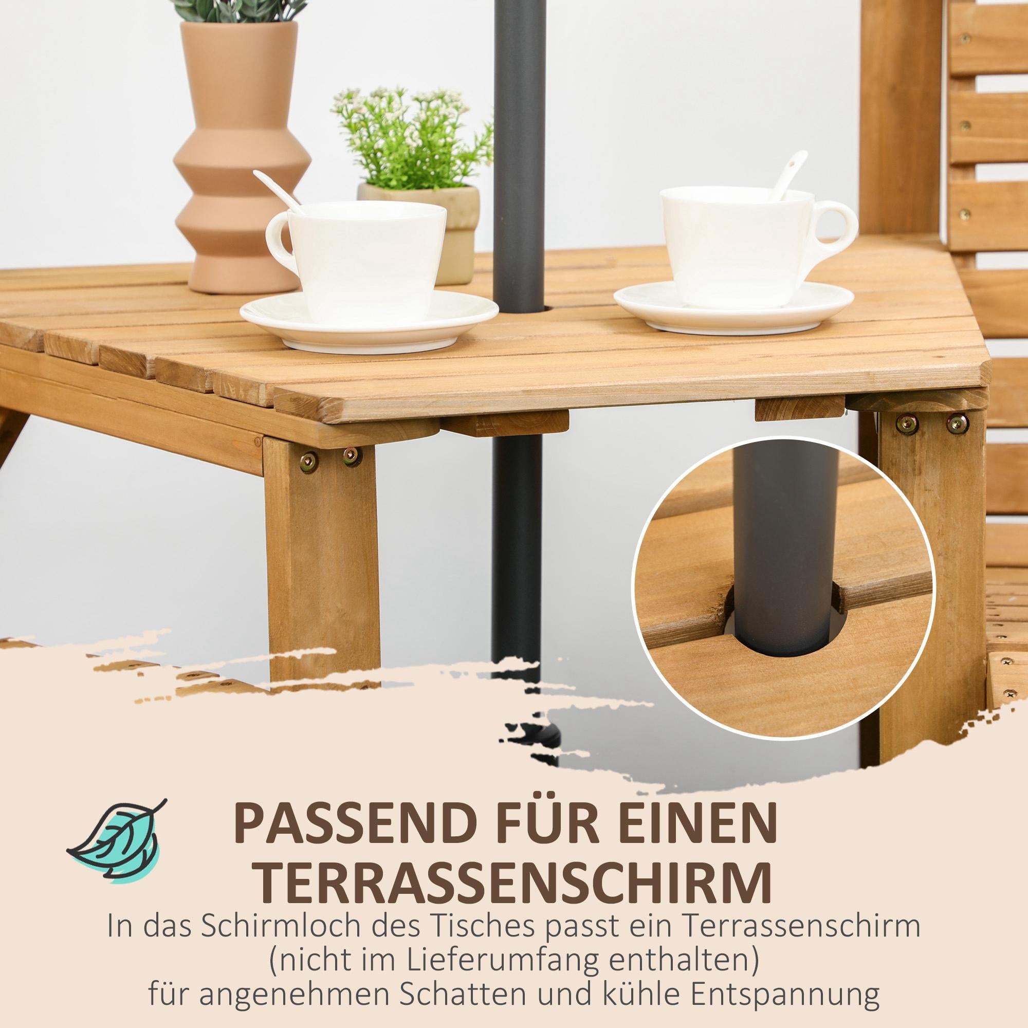 Utomhus balkongmöbler – 2-sits med bord, furu