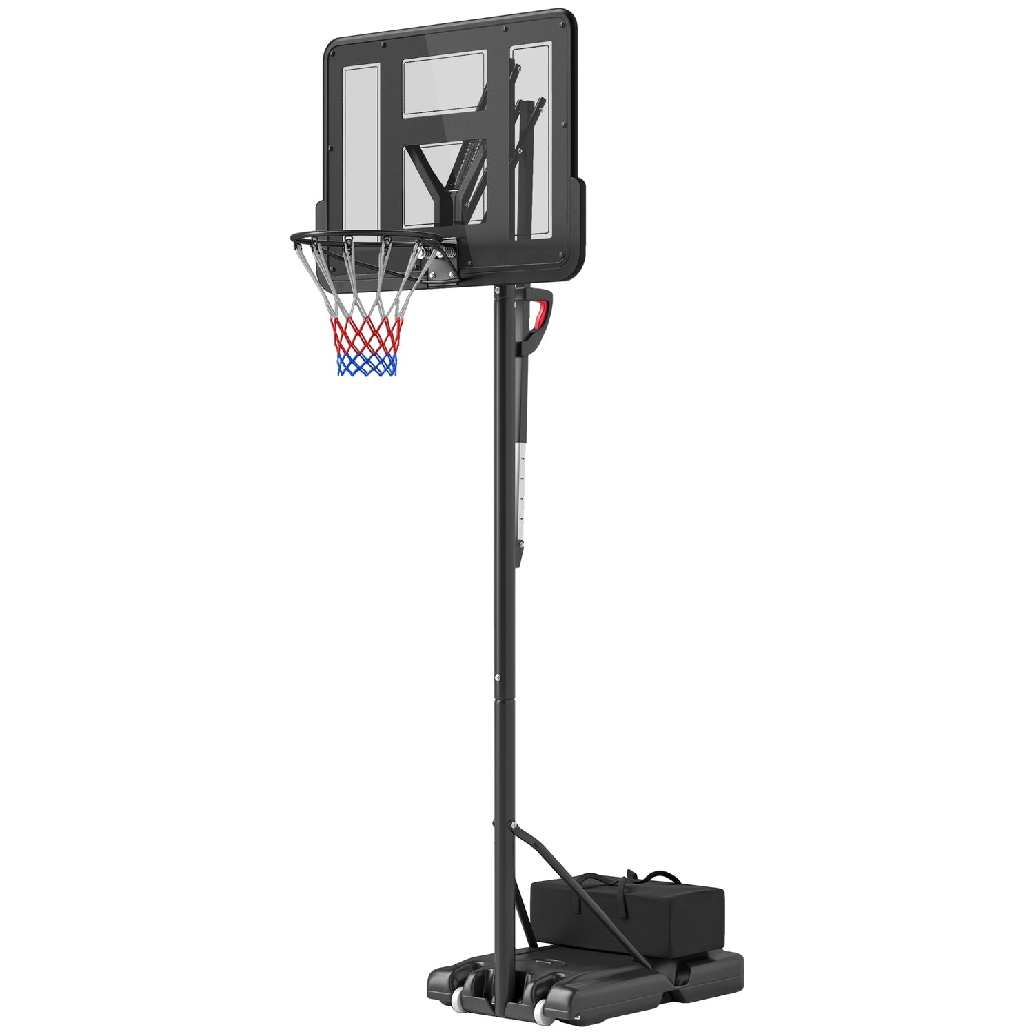 Justerbar utomhusbasketbåge med hjul, 230-305 cm