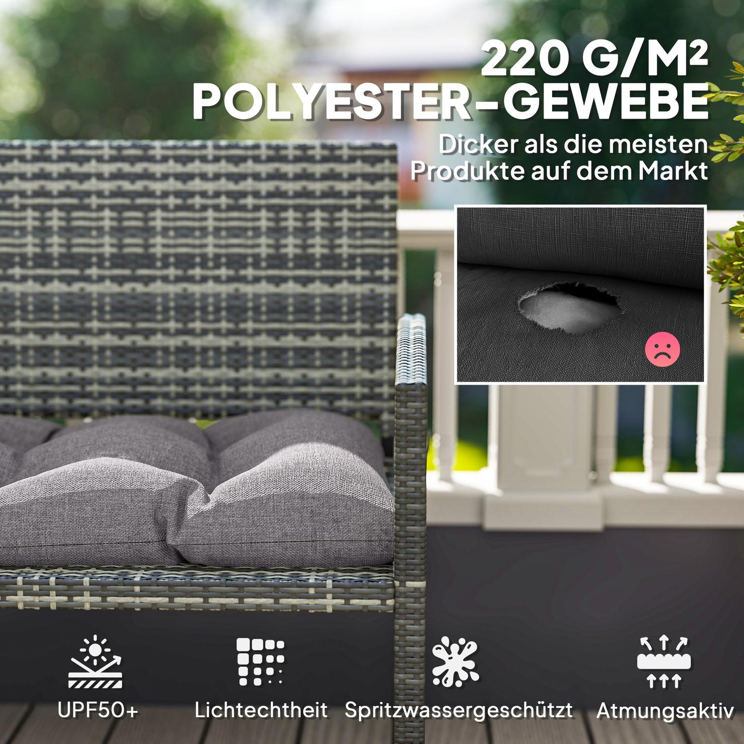 Utomhusbänkskudde 105 x 46 cm, Vattenavvisande, Grå