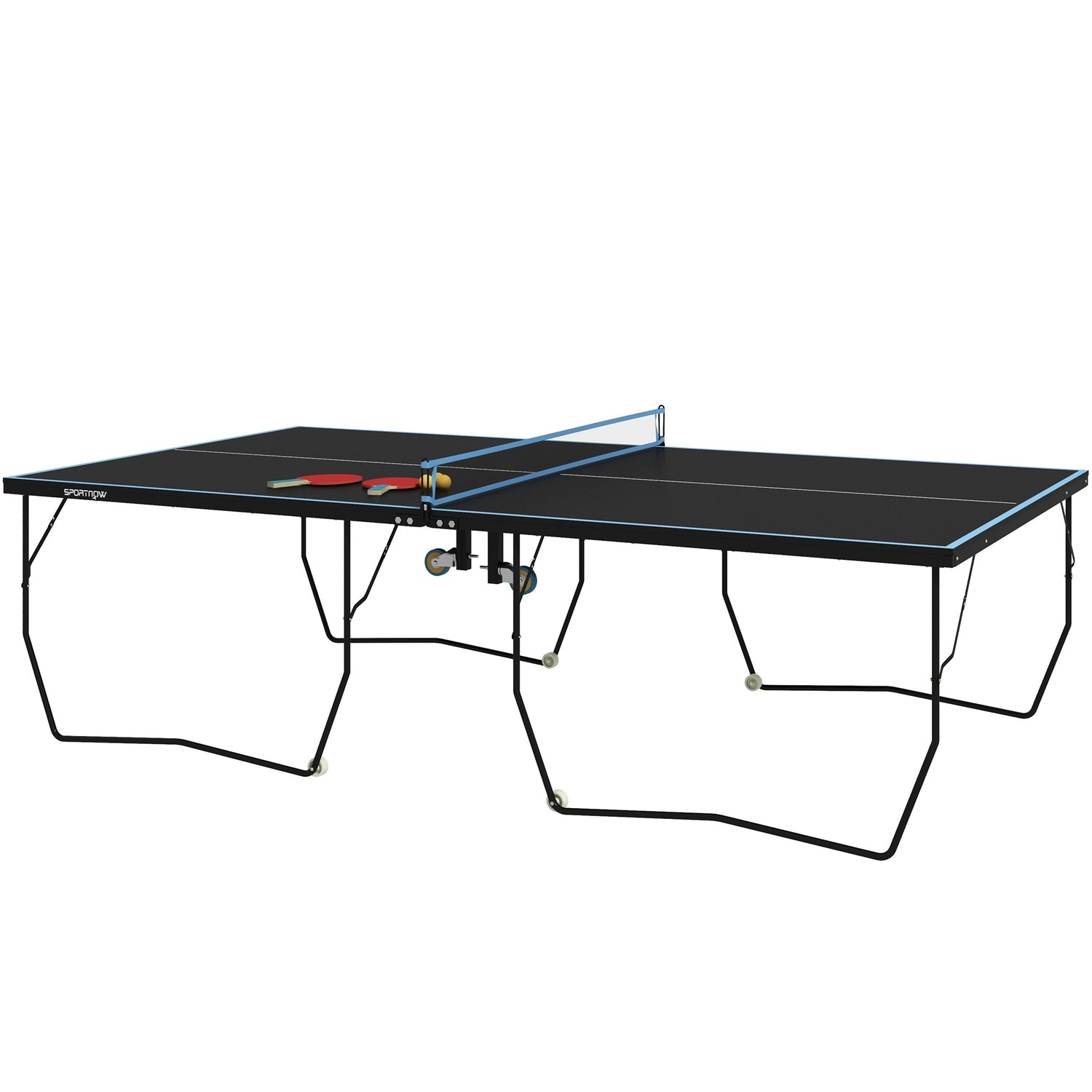 Vikbart utomhusbordtennisbord, hjul och nät ingår