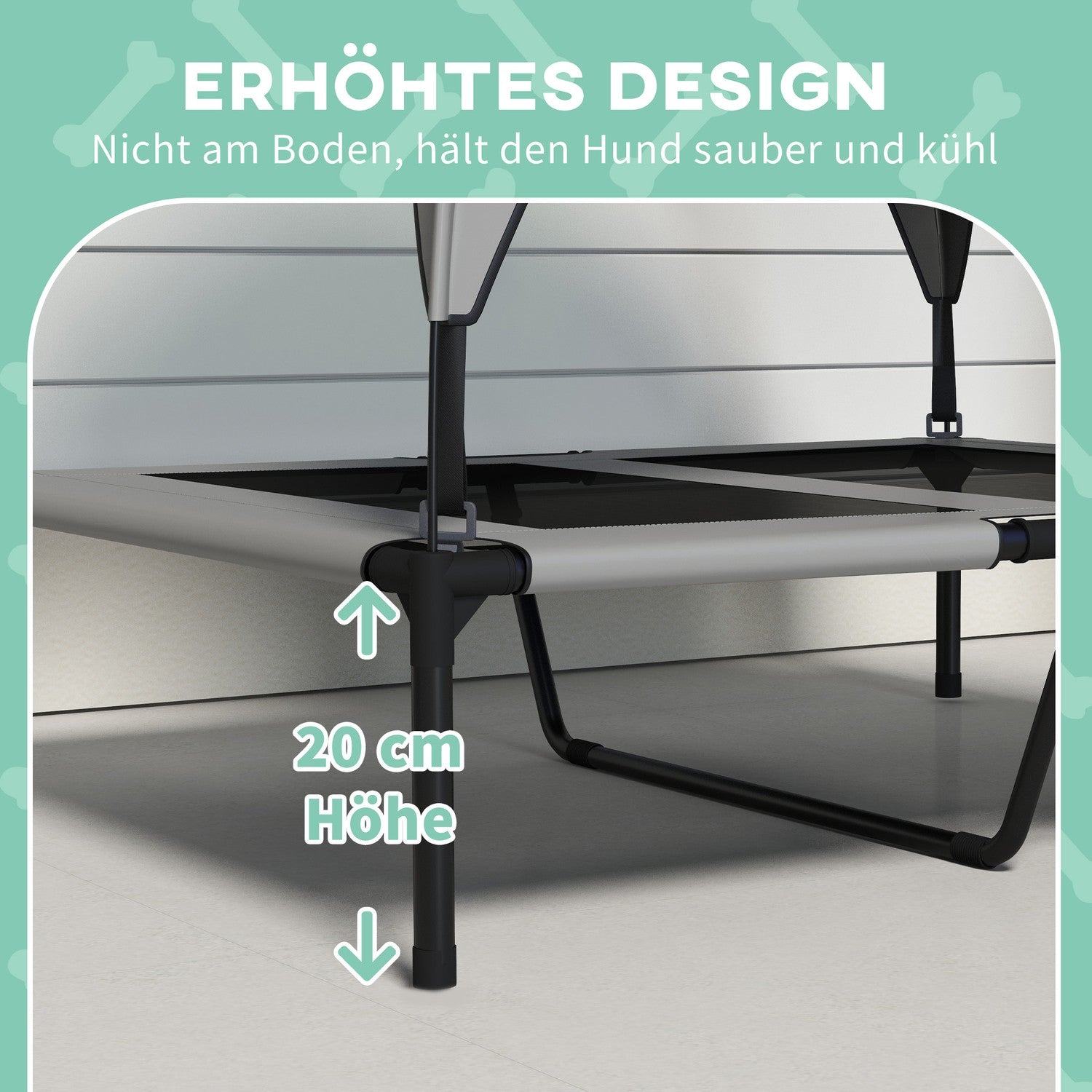 Utomhus förhöjd hundsäng med andningsbar baldakin, stor