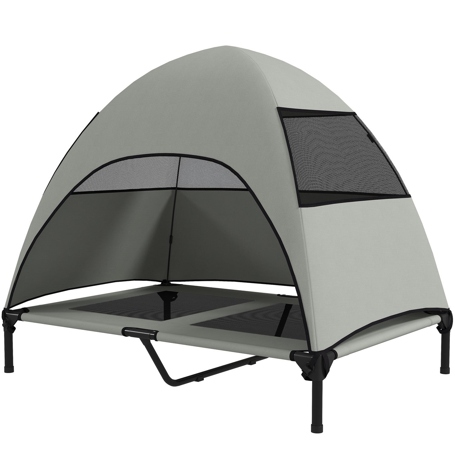 Utomhus förhöjd hundsäng med tak, kylnät, stor