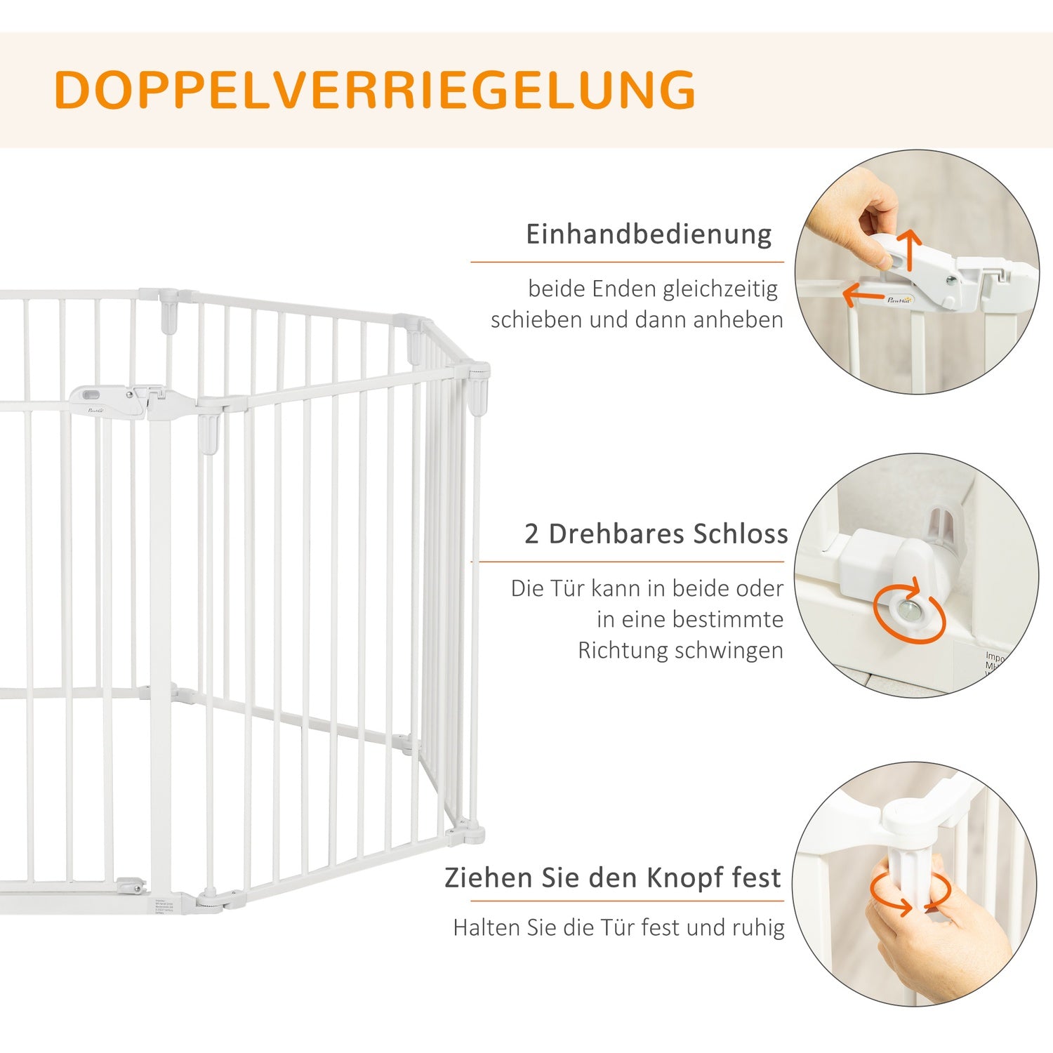 Utomhushundlekhage med dörr – hopfällbar, 8 paneler, vit