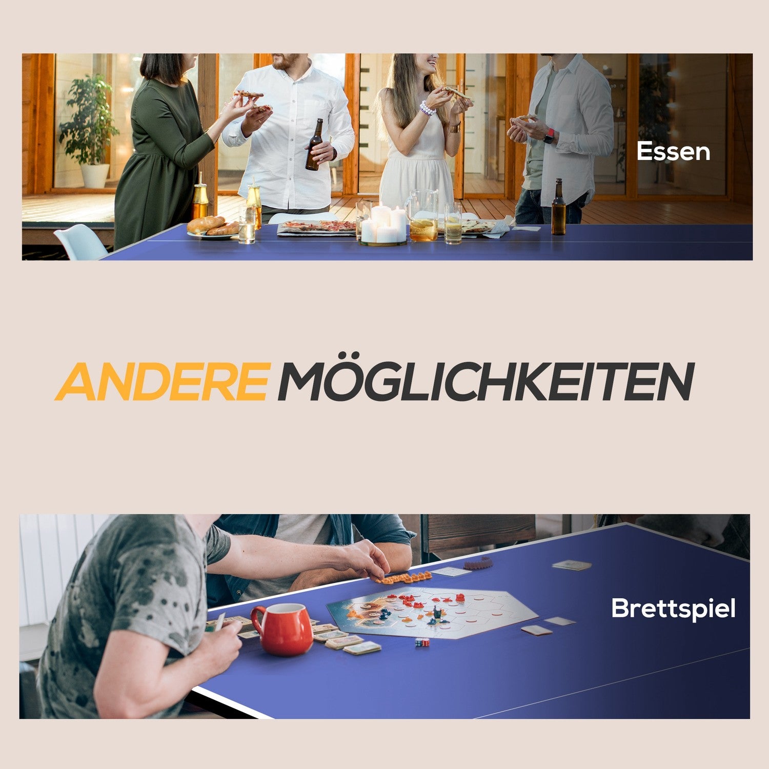 Utomhus & inomhus hopfällbart bordtennisbord med hjul