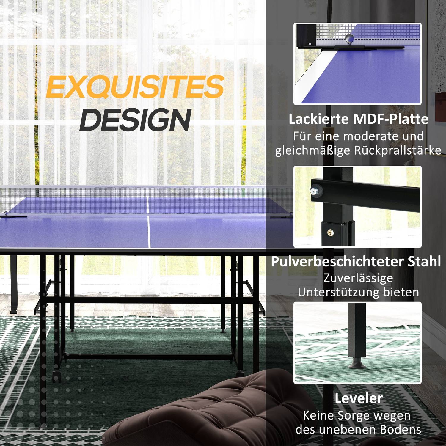 Utomhus & inomhus hopfällbart bordtennisbord med hjul