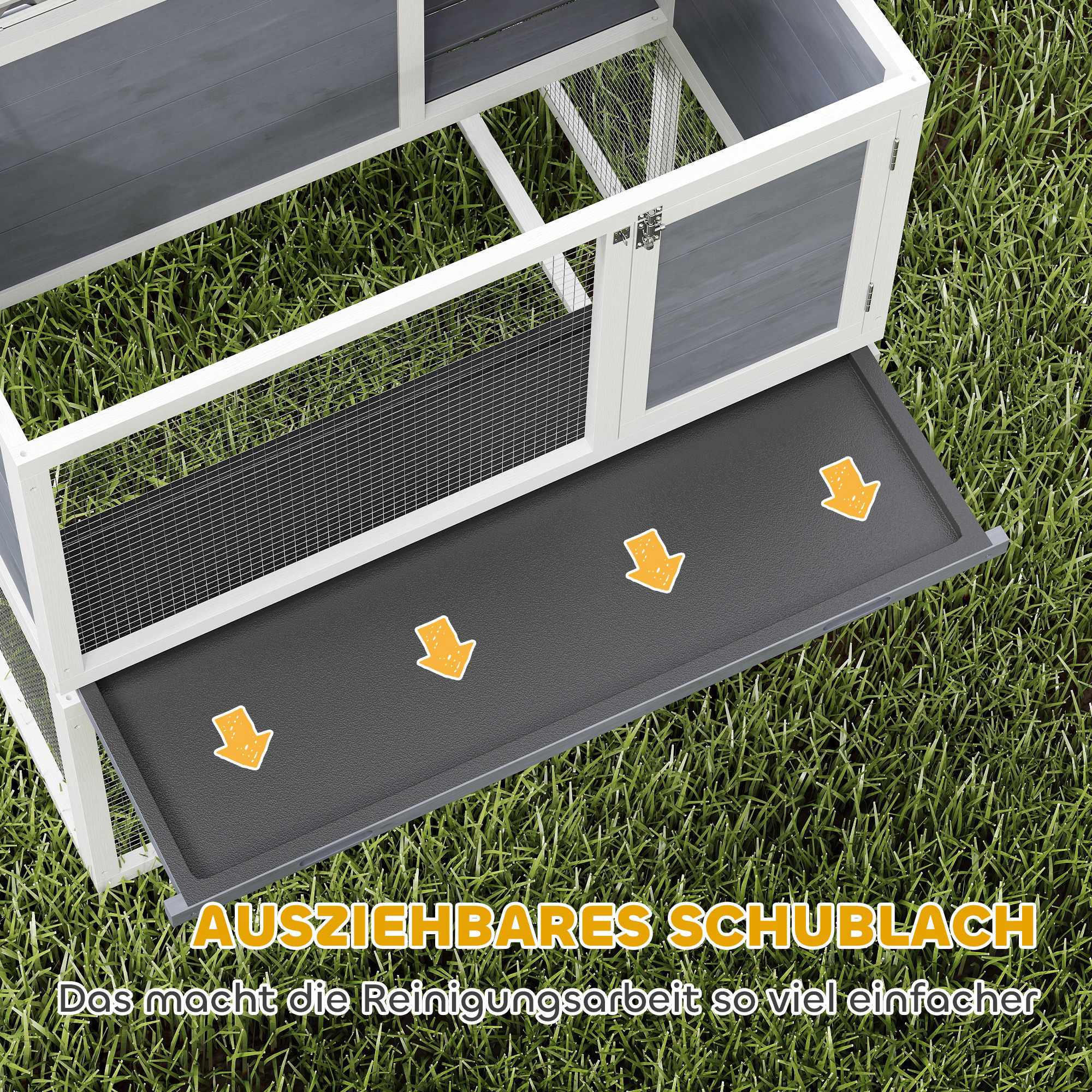 Utomhuskaninbur, två våningar, väderbeständigt tak