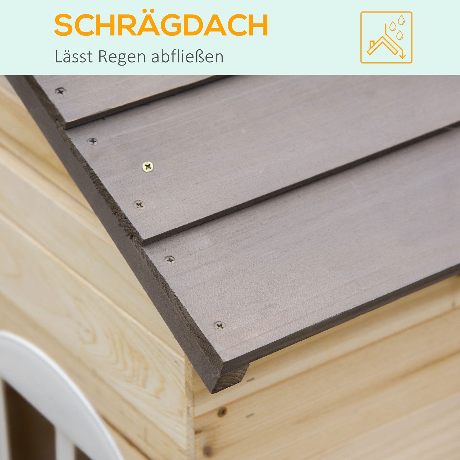 Utomhuslekstuga i trä för barn med blommor och brevlåda