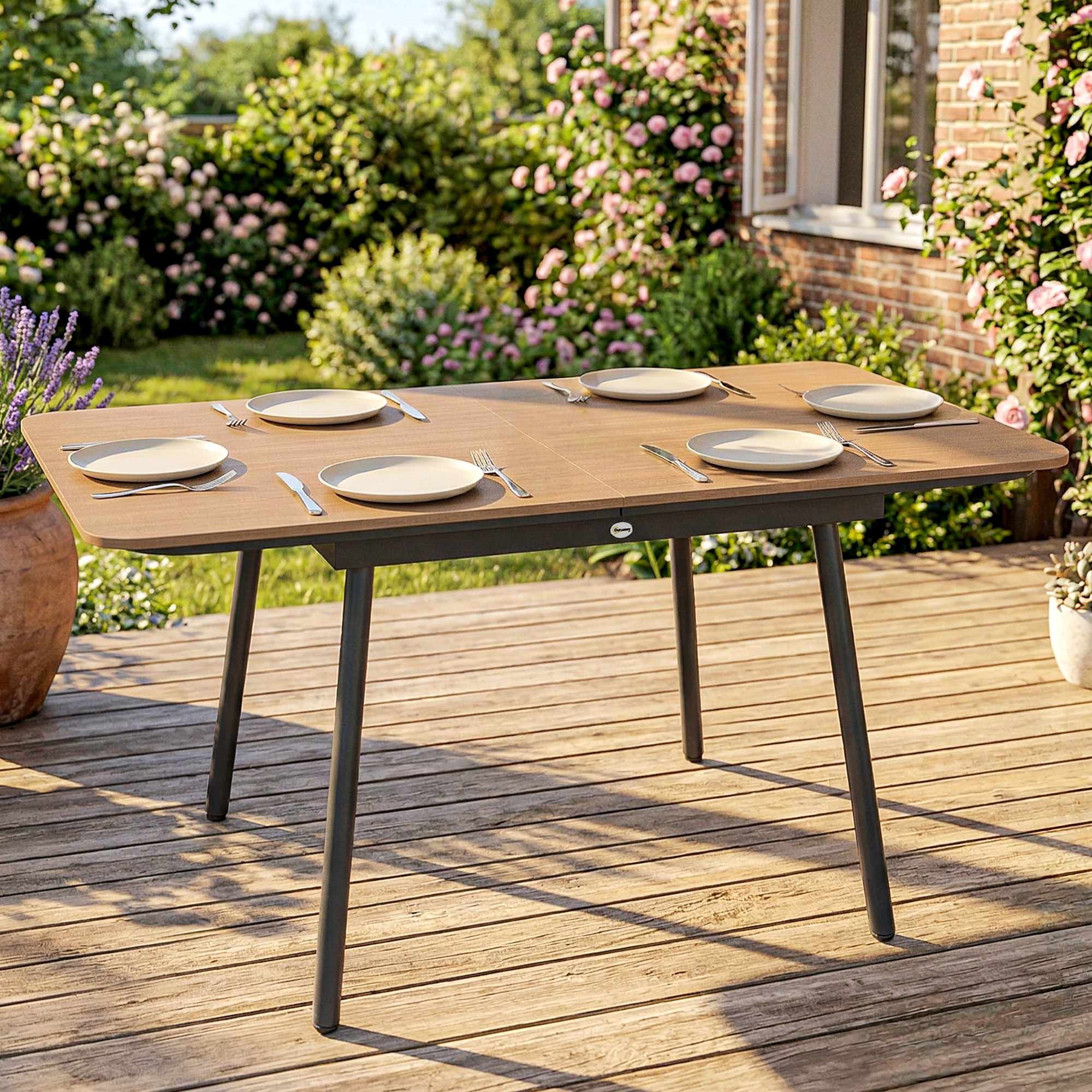 Utomhusmatbord 140x80 cm, 6 platser, teak WPC-skiva