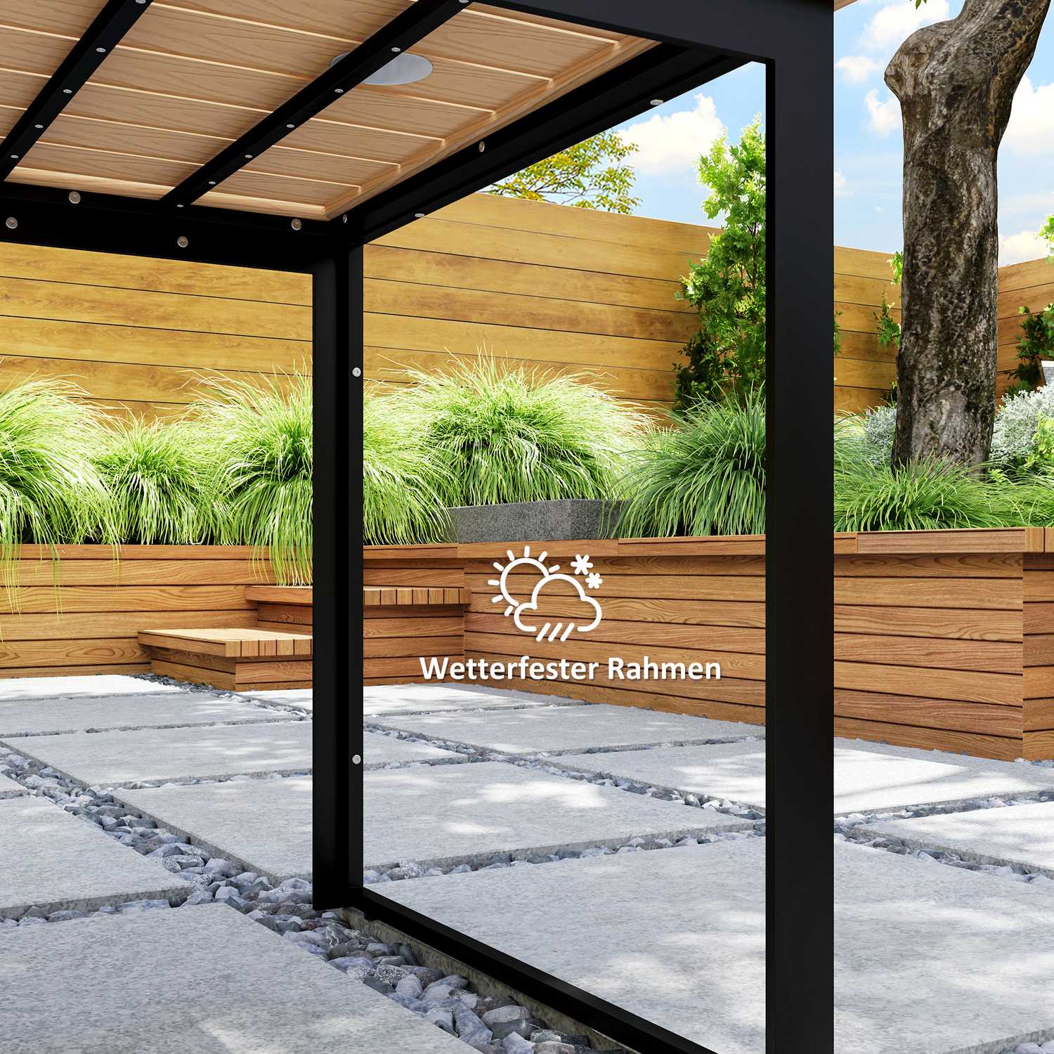 Utomhusmatbord, 6-personers väderbeständig trälook