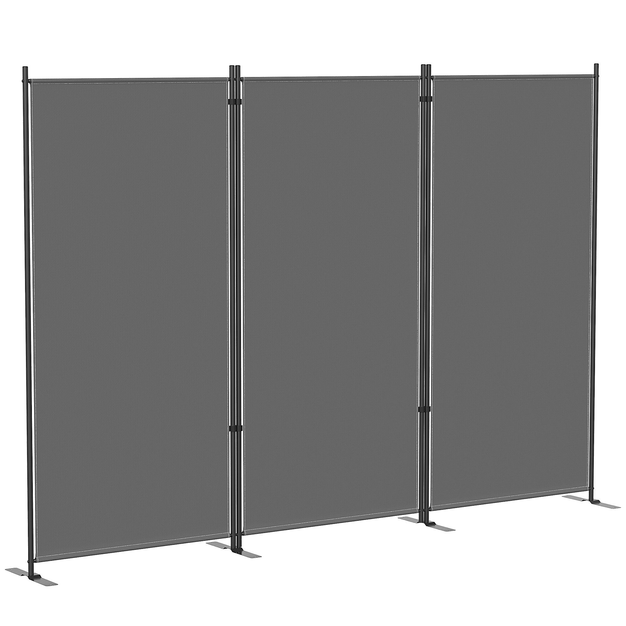 Utomhusskärm, 3-panels metall, mörkgrå, UV 30+