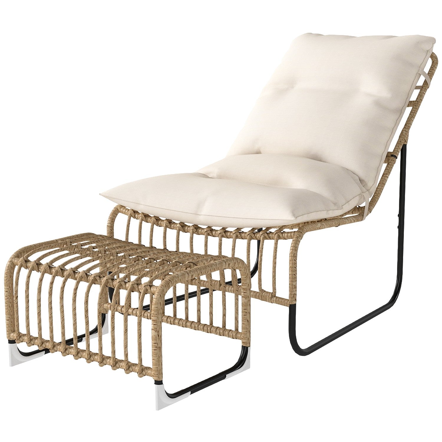 Utomhusstol i rotting med fotpall – UV-beständig och dämpad