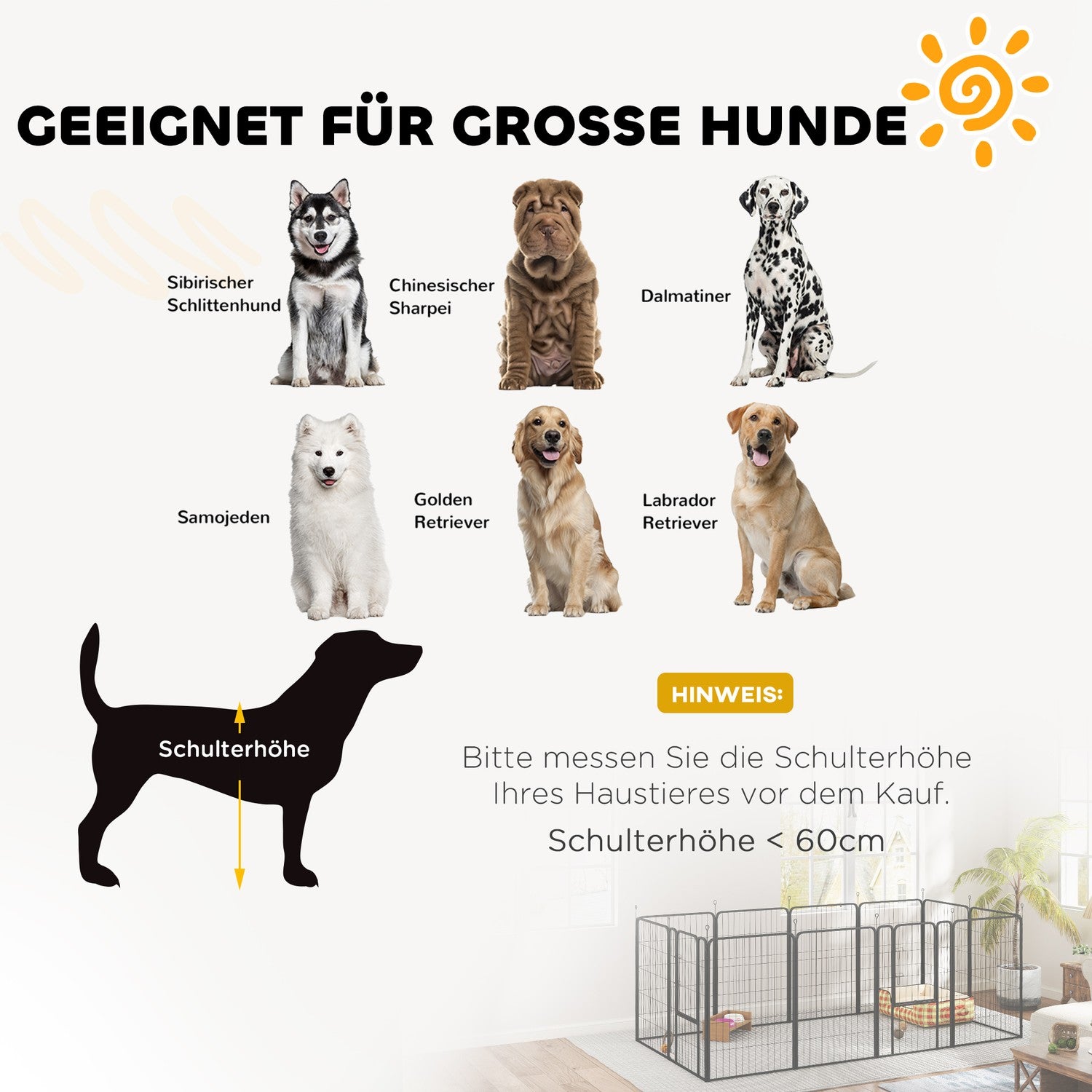 Utomhus valp lekhage, 12 paneler, hopfällbar med dörr