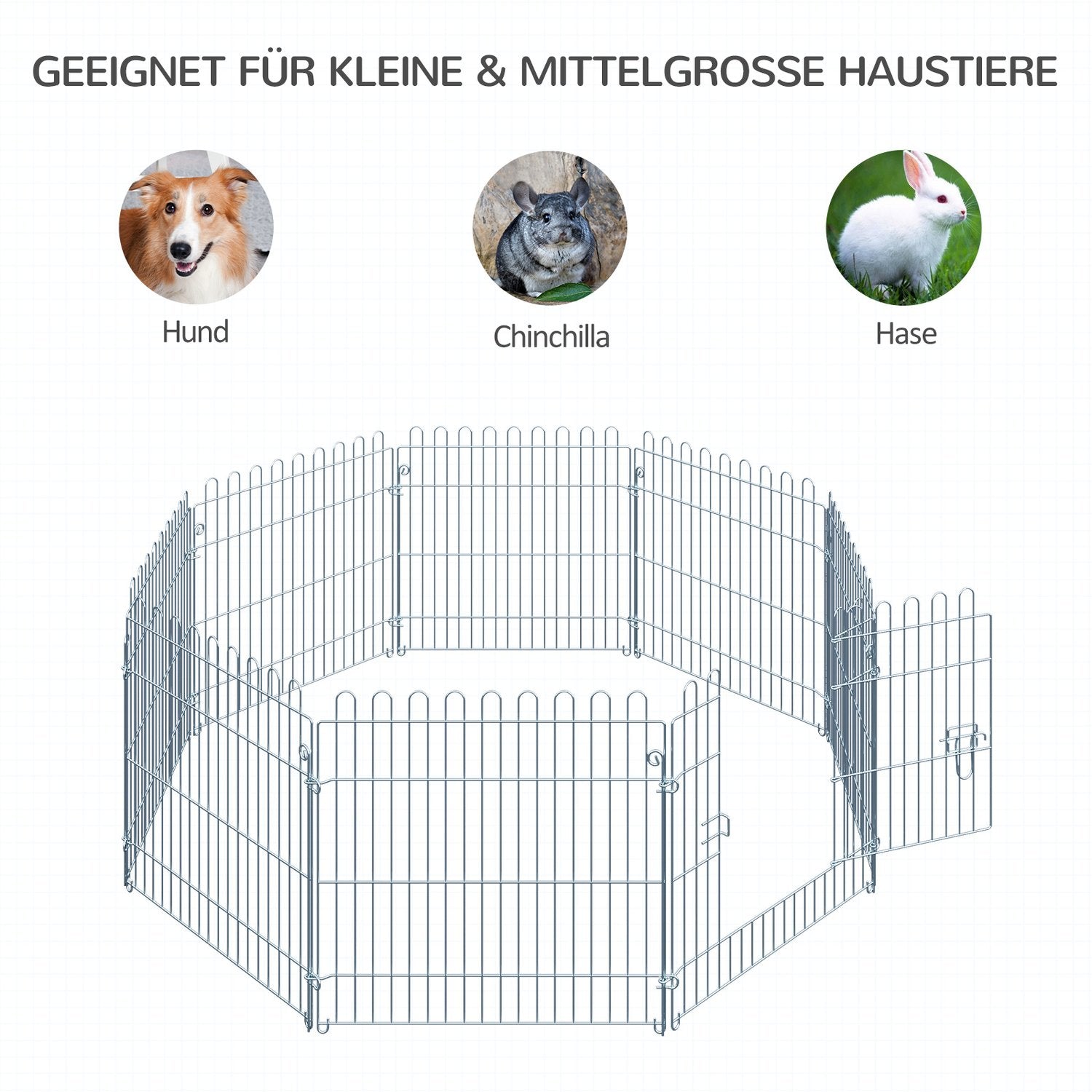 Utomhus valp lekhage staket, 8 paneler, B63 x H60 cm