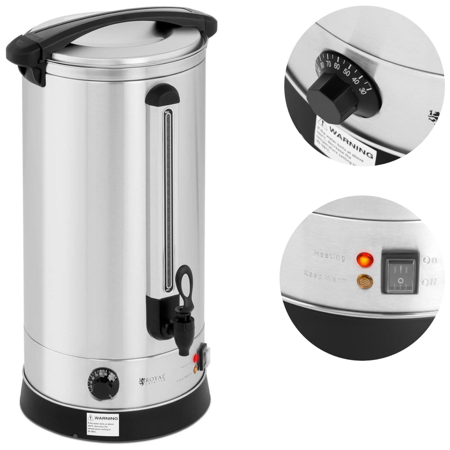 Varmvattenberedare, dubbelvägg, stål, 23,5L, 2500 W