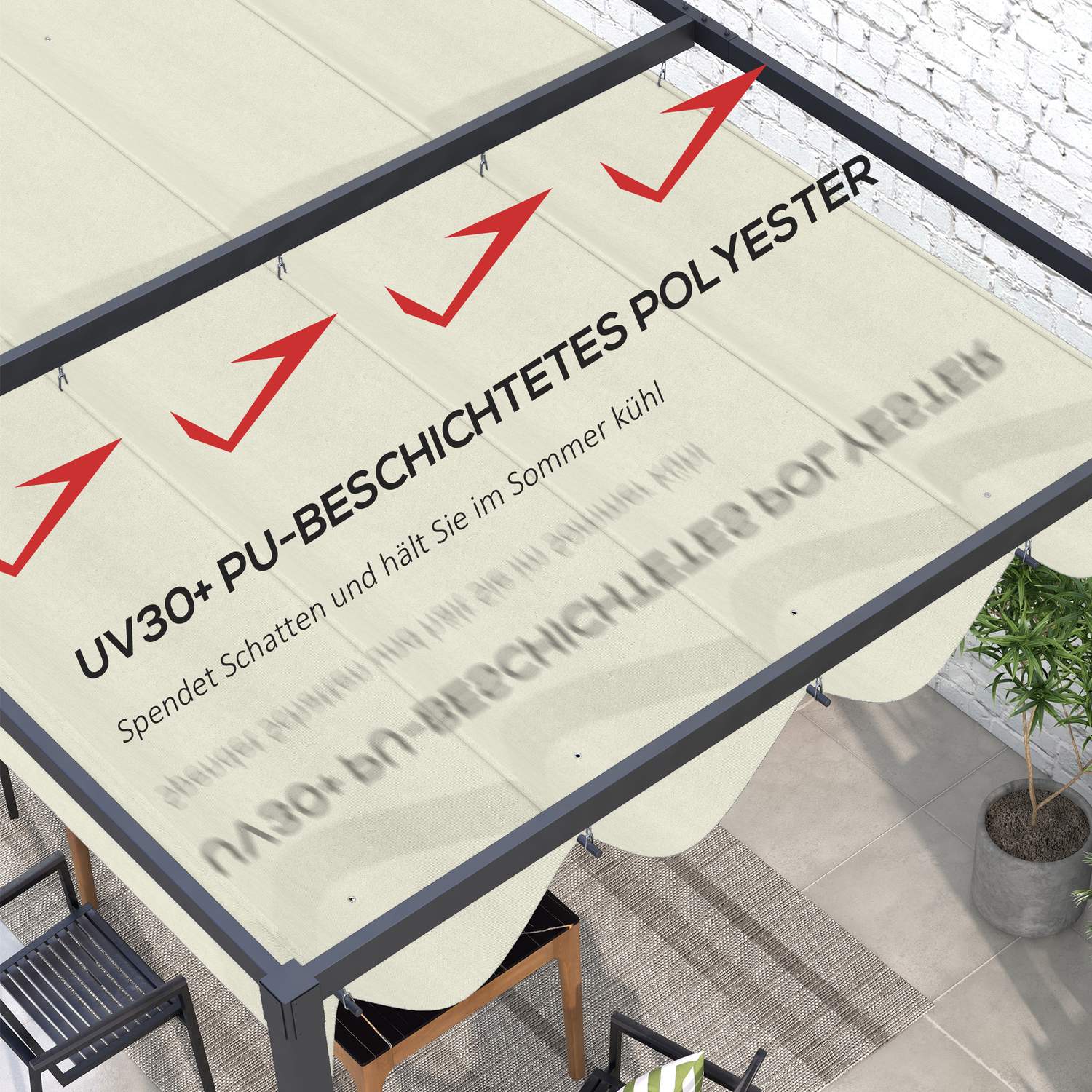 Vattenavvisande Pergola Taktäcke, Krämvit, UV 30+