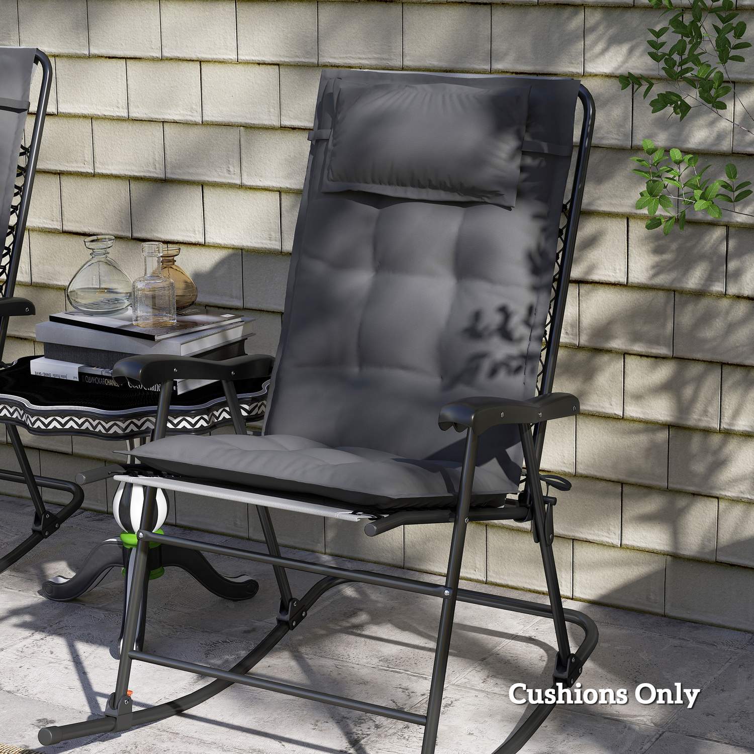 Vattenavvisande mörkgrå solstolsdynor – set om 2