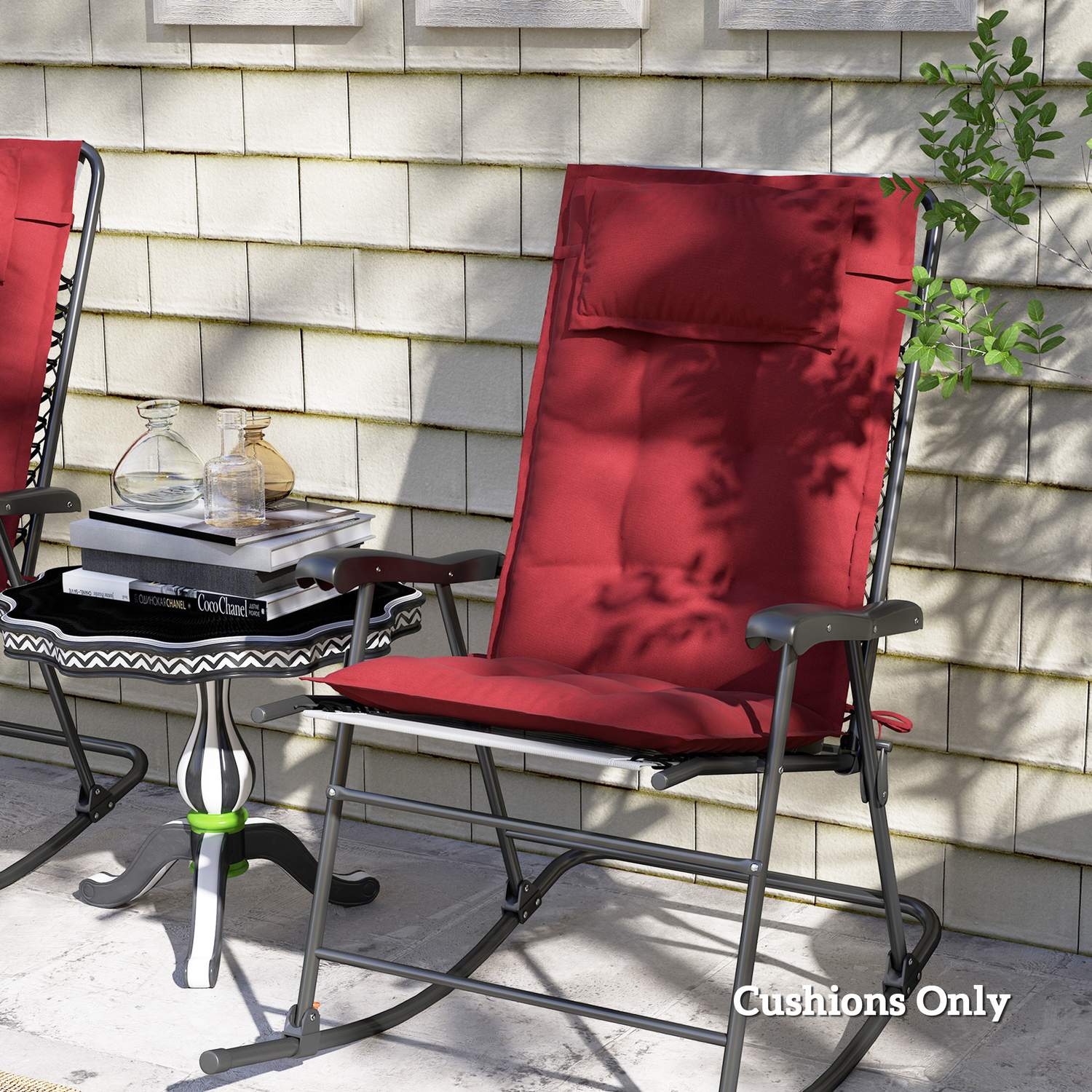 Vattenavvisande solstolsdynor, set om 2, vinröd