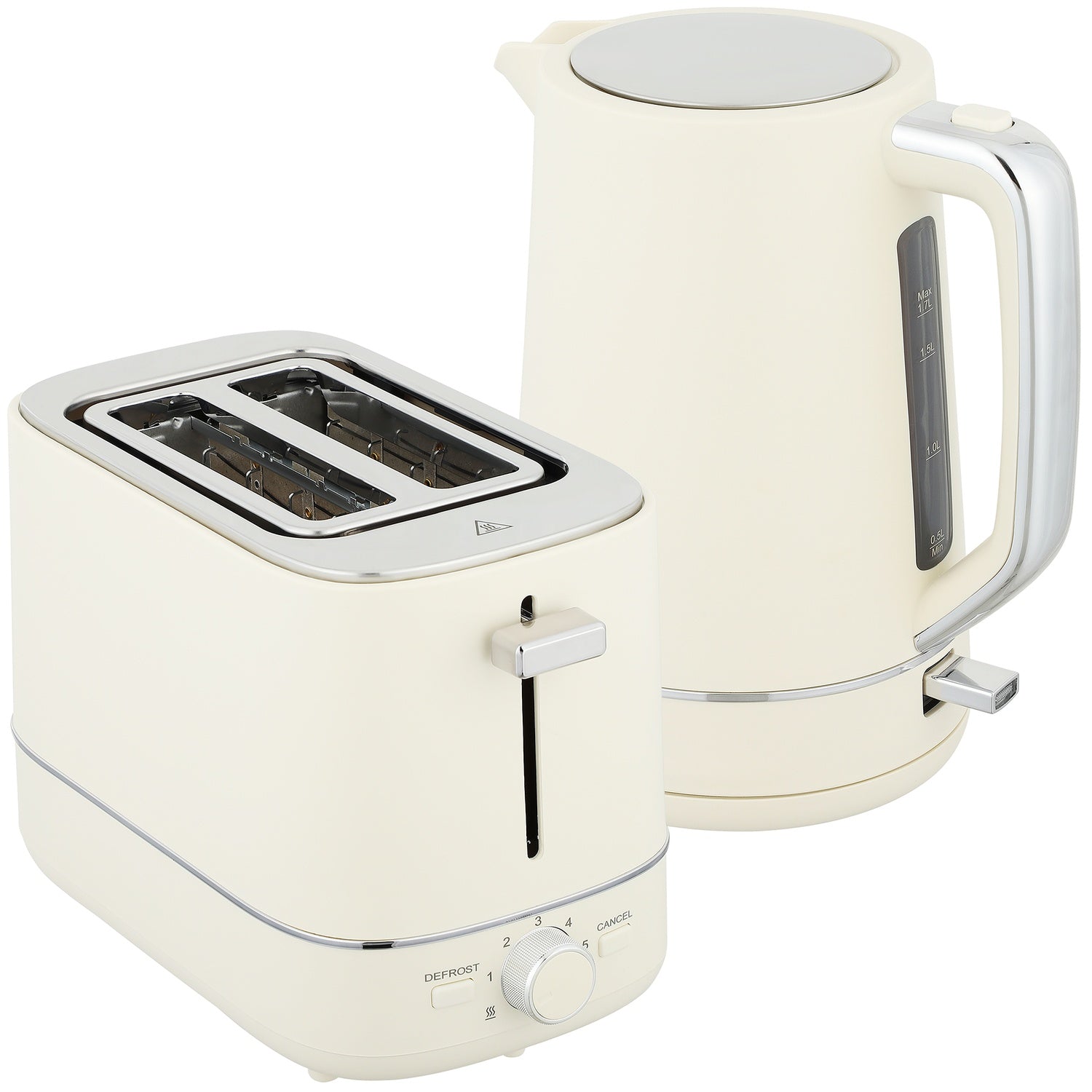 Vattenkokare och brödrostset, 1,7 l, 6 bryningsnivåer, beige
