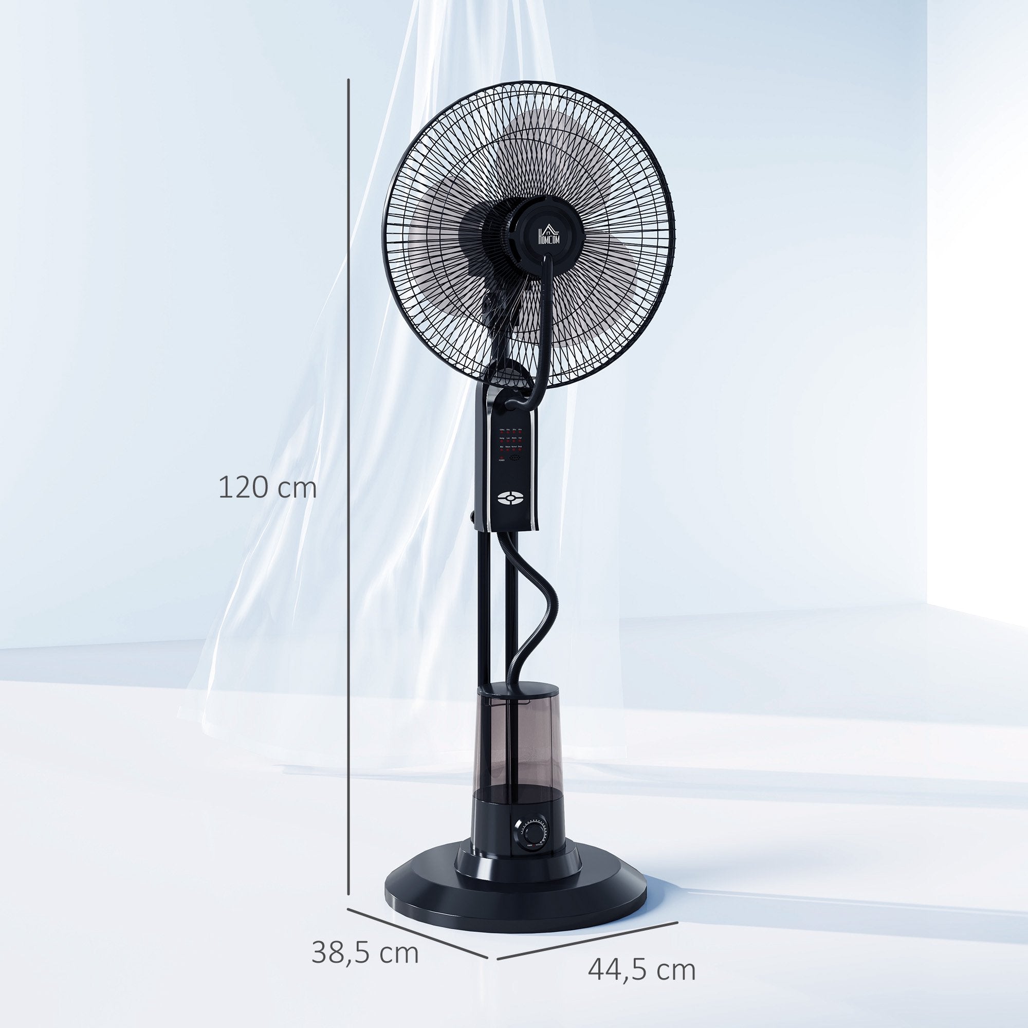 Vattenkylningsfläkt med luftfuktare, 3 hastigheter, svart, 75W