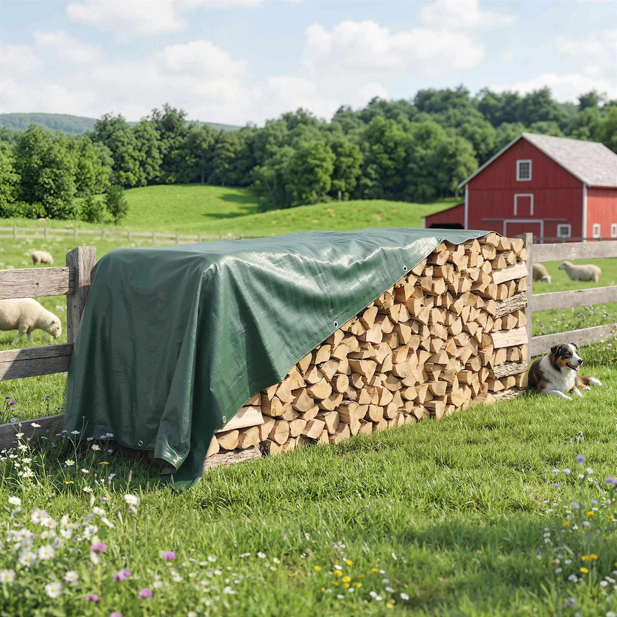 Vanntett presenning 4 x 6 m, rivebestandig, UV-stabilisert, grønn