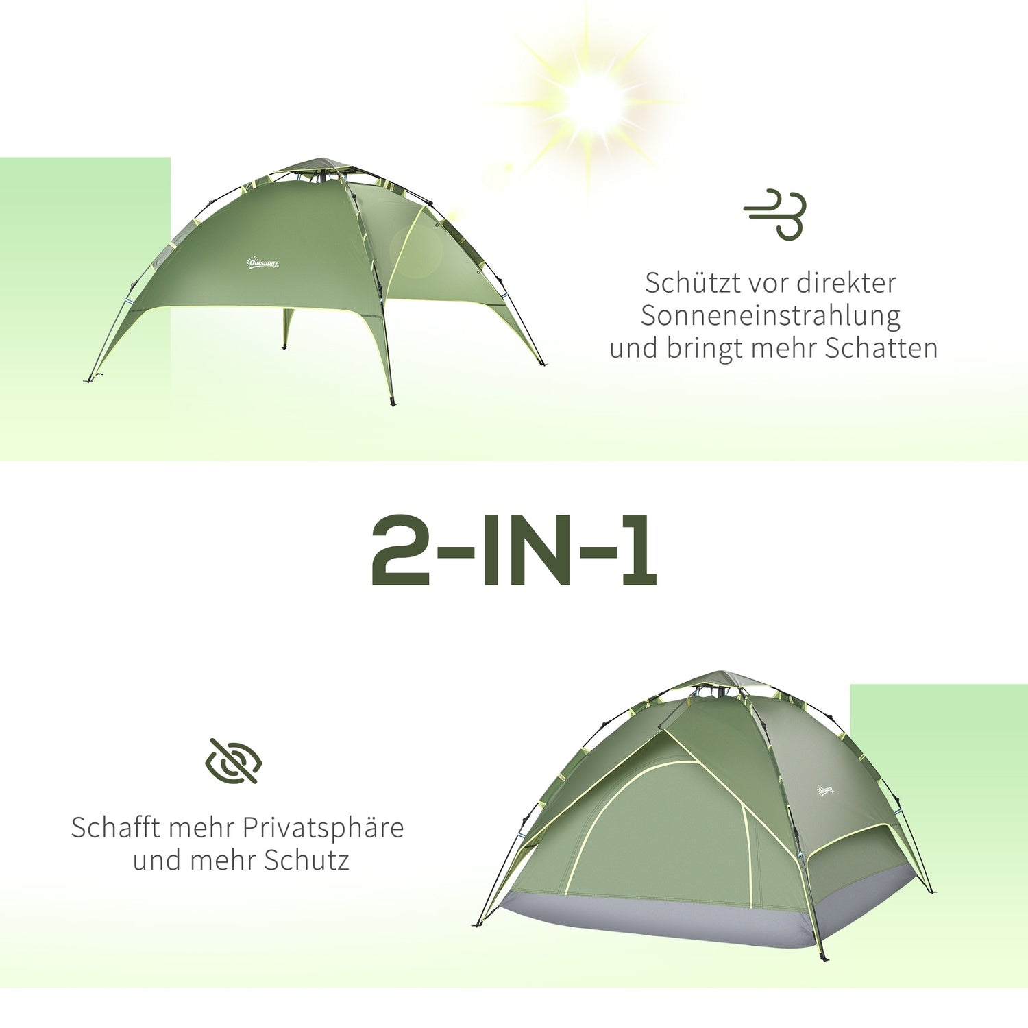Vattentätt 4-säsongs campingtält för 2 vuxna + barn