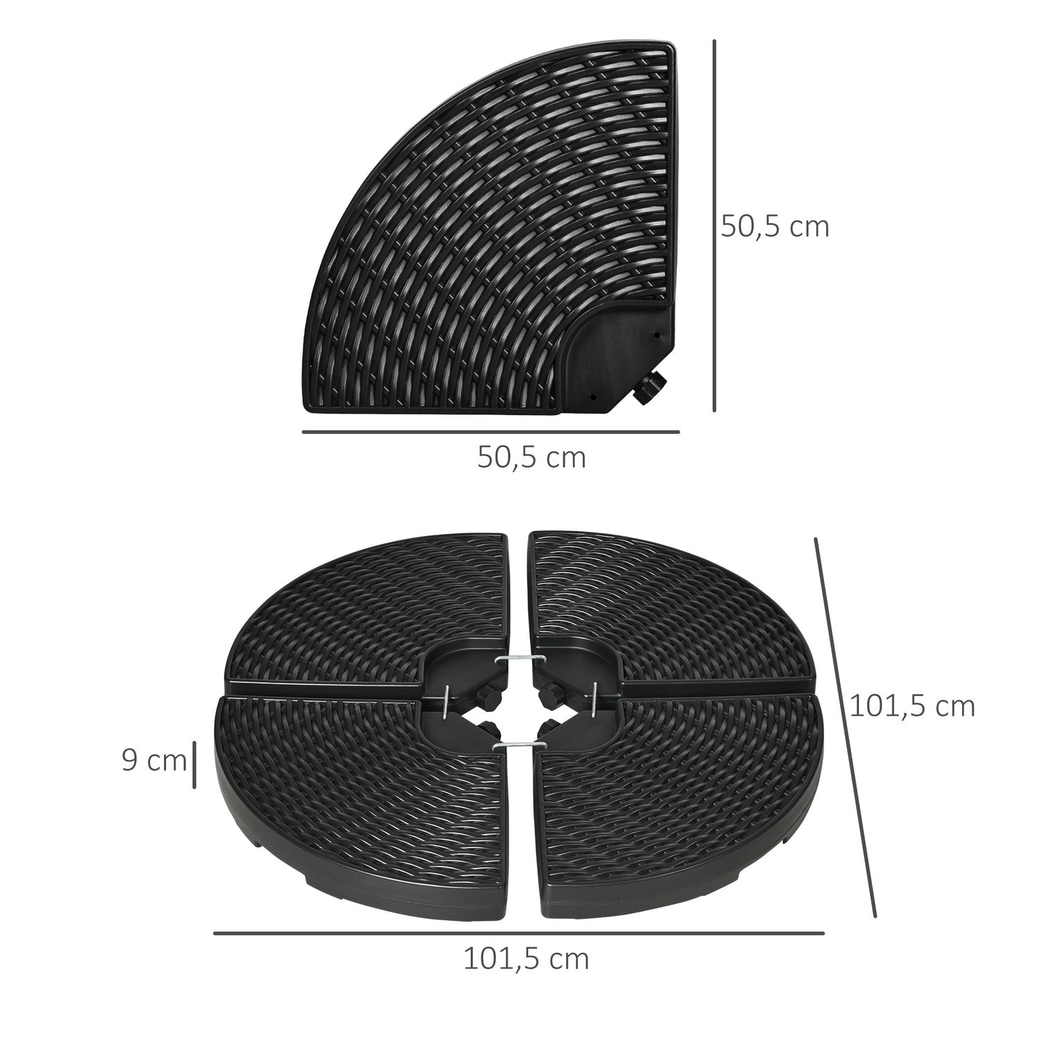 Väderbeständig Cantilever Paraply Base, HDPE, Upp till 68 Kg