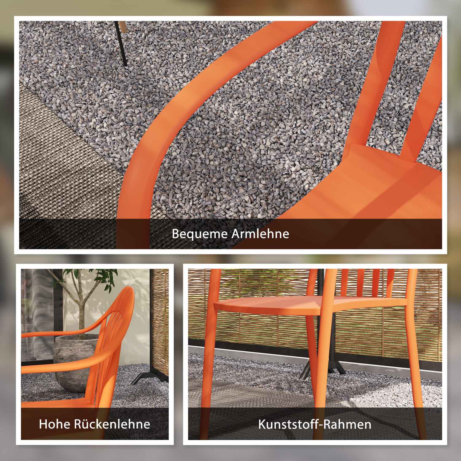 Väderbeständiga stapelbara trädgårdsstolar, set om 4, röd