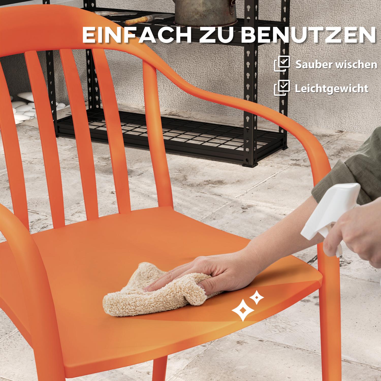 Väderbeständiga stapelbara trädgårdsstolar, set om 4, röd