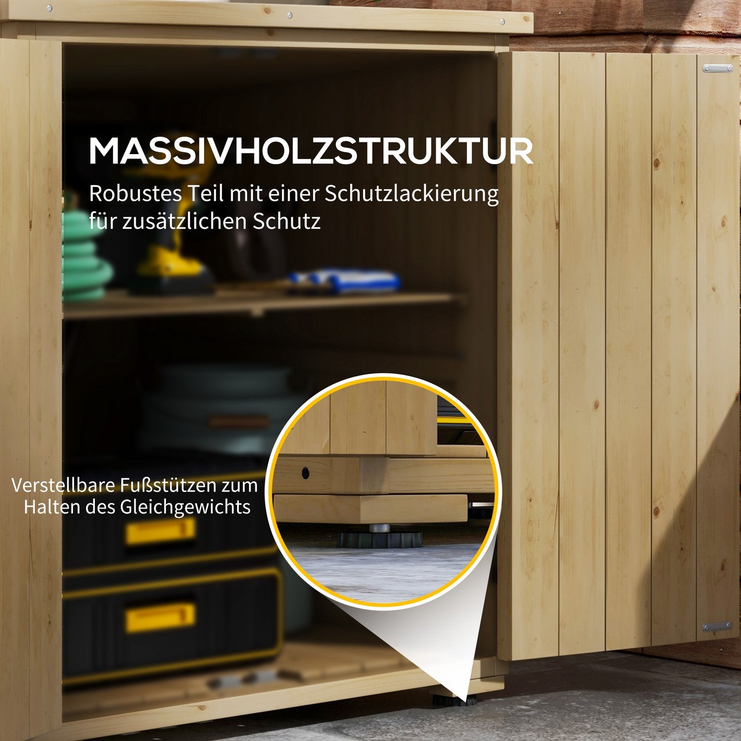 Väderbeständig redskapsbod i trä – Dubbeldörr, 77,5 x 88 x 90 cm