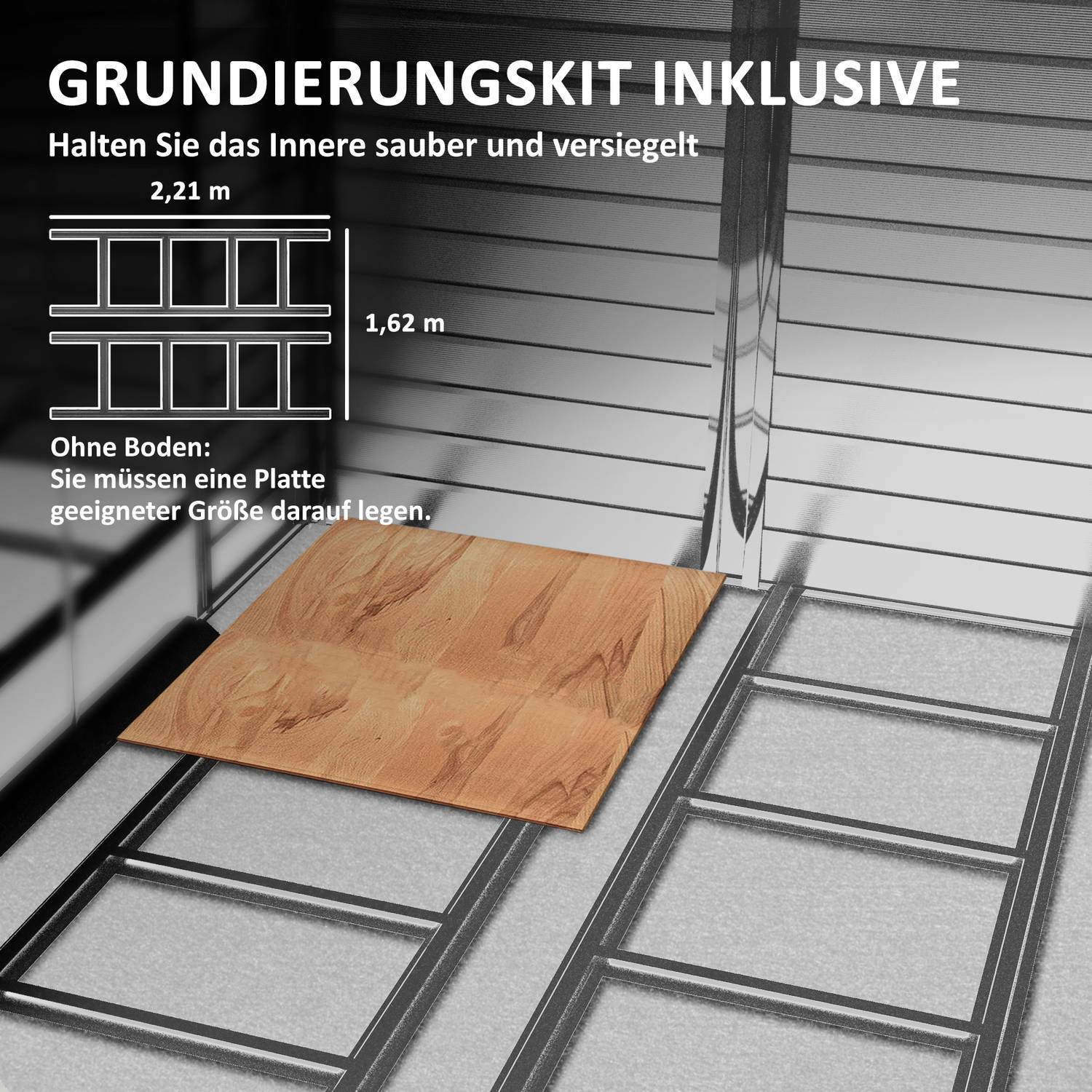 Väderbeständig teakstål Trädgårdsbod, 4,4m², skjutdörr
