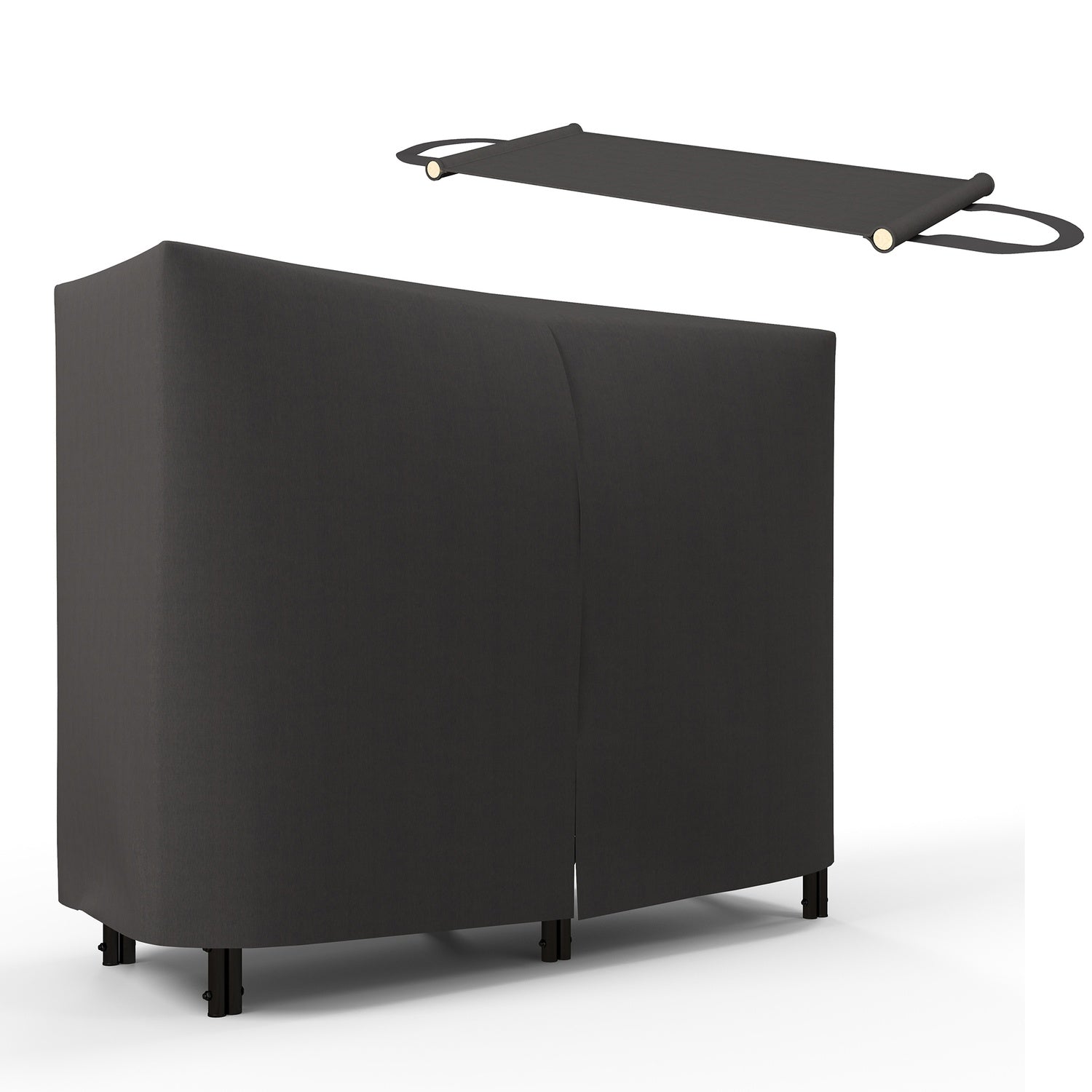 Vedställ, 0,33 m³, med bärväska & lock, metallram, upp till 150 kg, 120 x 36 x 99 cm, svart