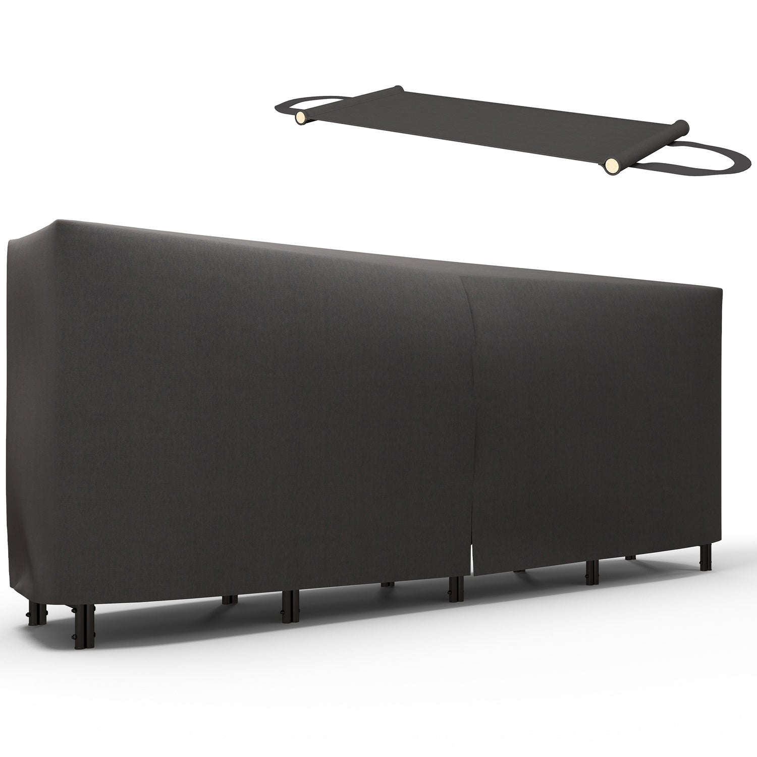 Vedställ, 0,67 m³, med bärväska & lock, metallram, upp till 200 kg, 240 x 36 x 99 cm, svart