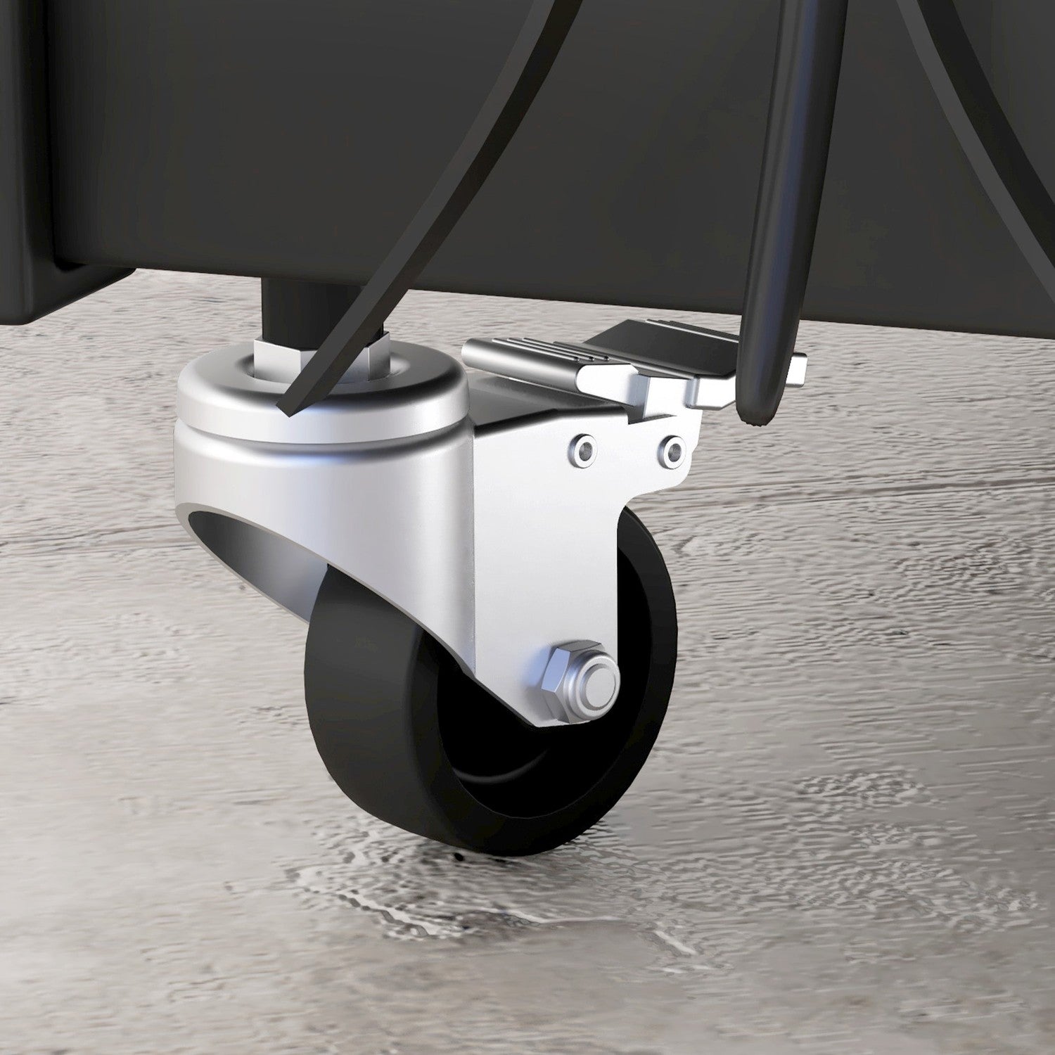 Vedställ i metall med hjul och verktyg, svart, 48x30x76 cm