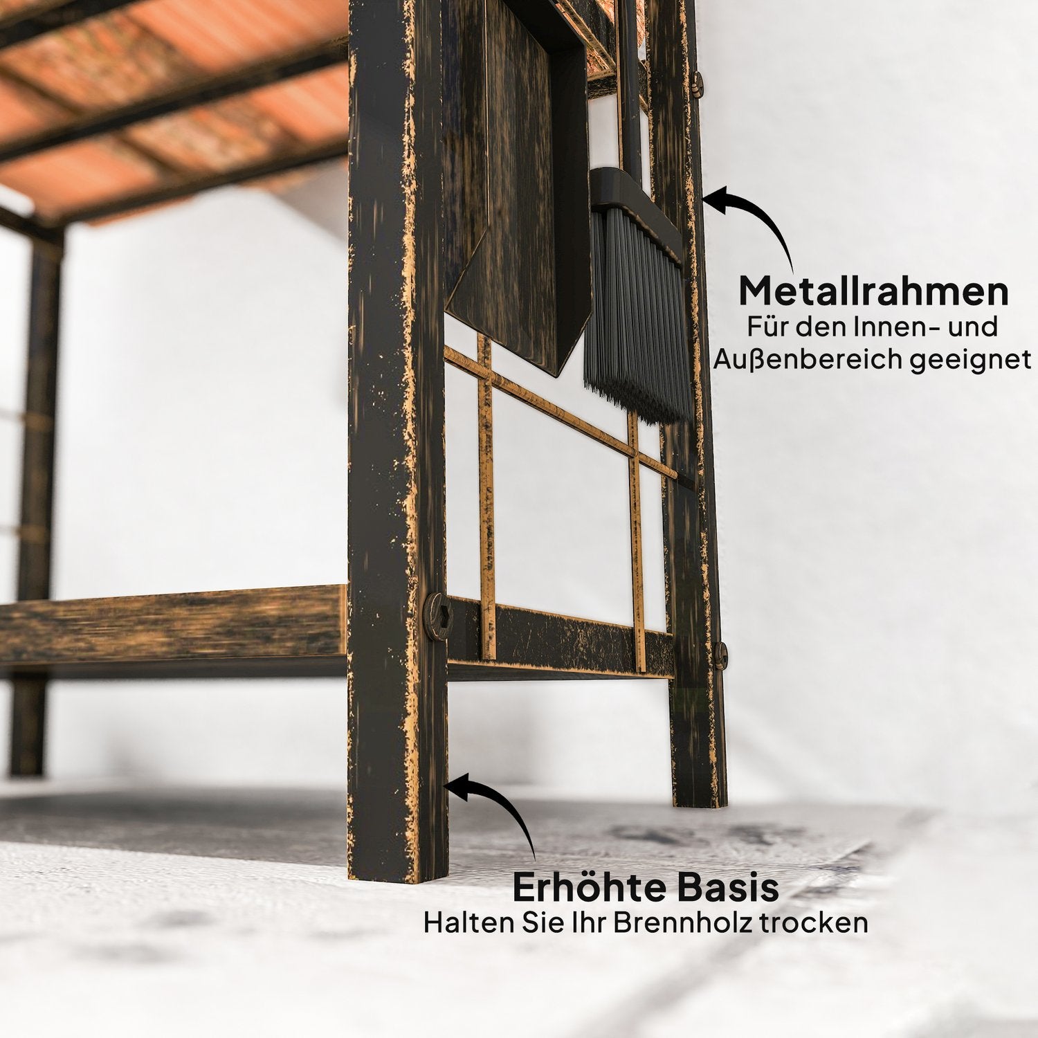 Vedställ inomhus 43x30x74cm, 2 våningar med verktyg