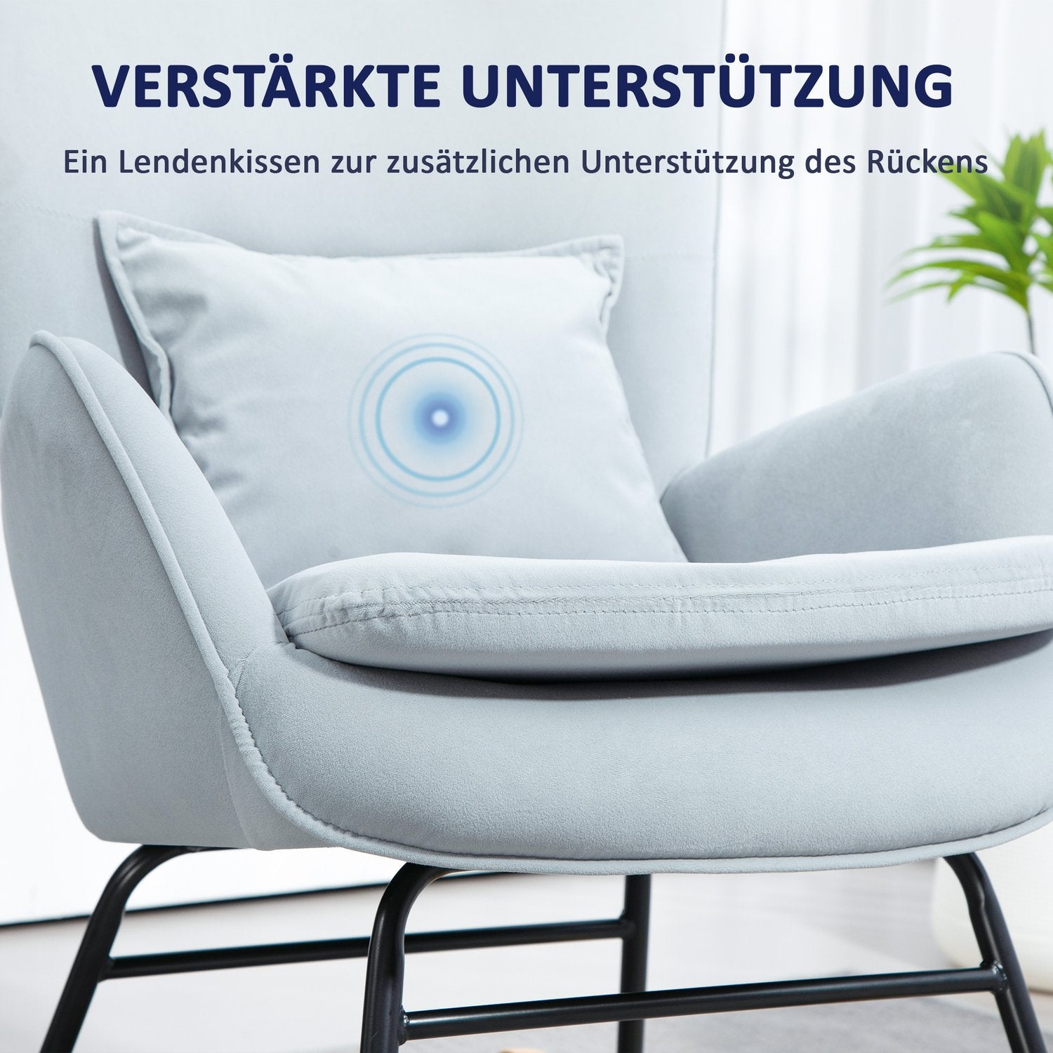 Velvet Look gungstol, 120 kg kapacitet, ljusgrå